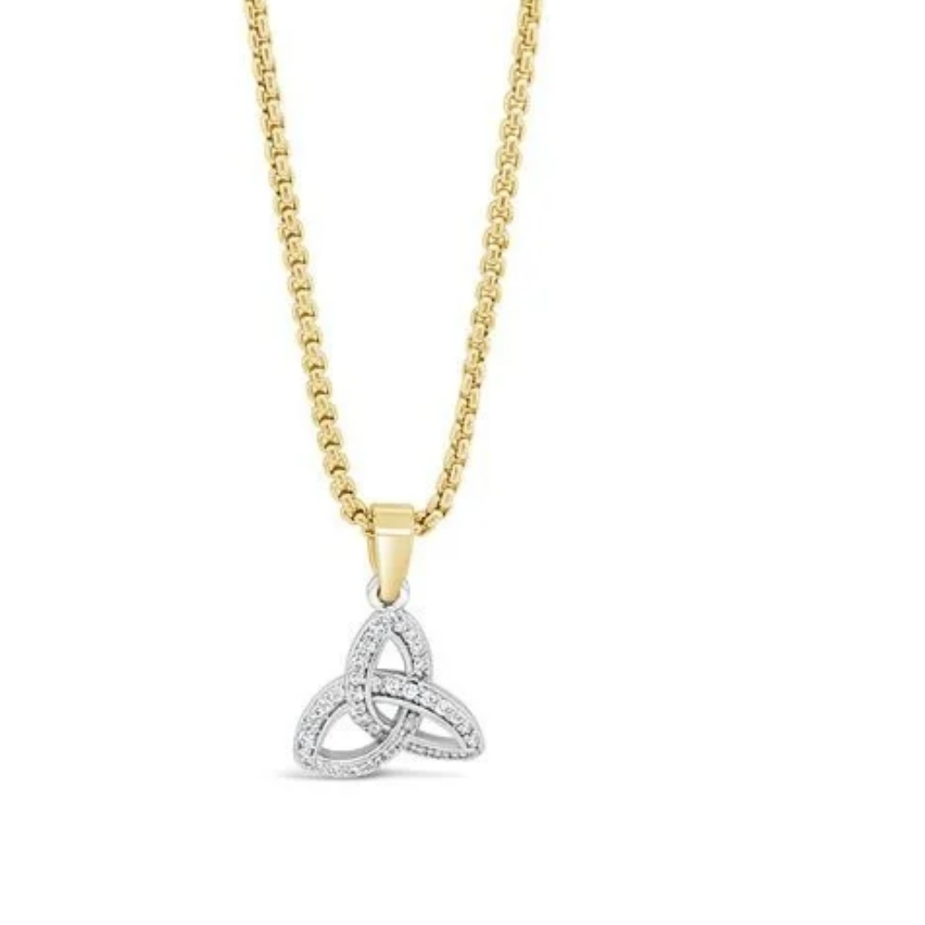 Séala Stone-Set Trinity 12mm Pend/Chain 2-Tone