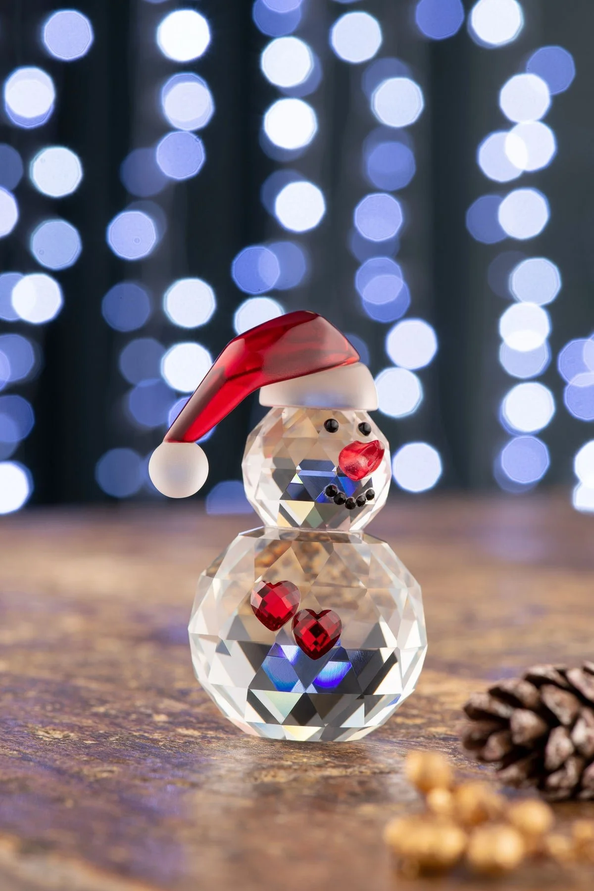 Galway Crystal Lovehearts Christmas Snowman Figurine