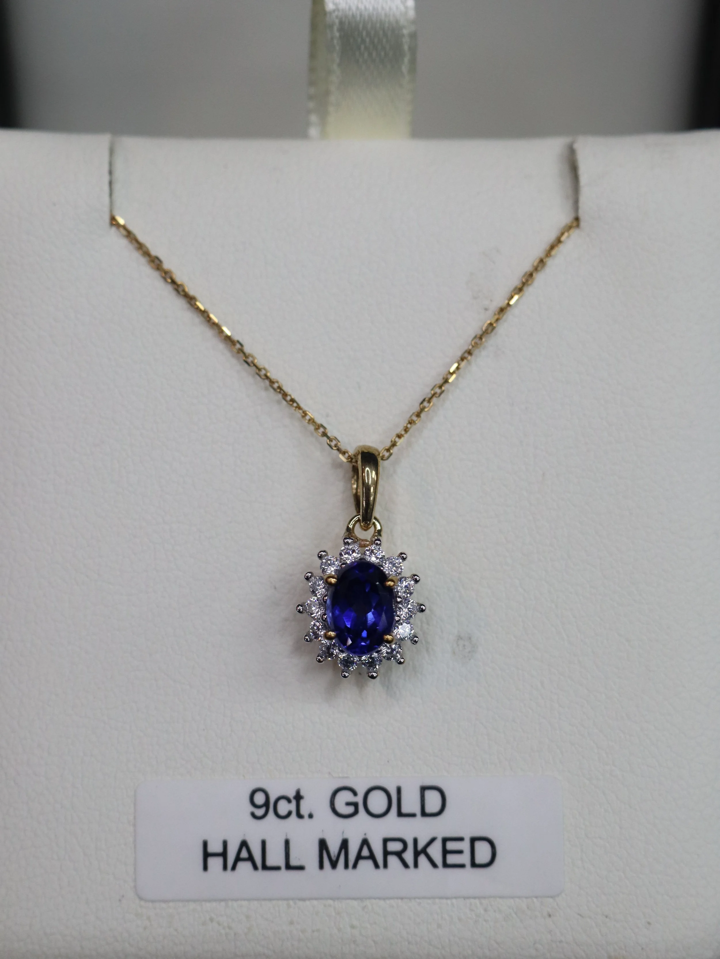 Blue Diana Style Gold Pendent