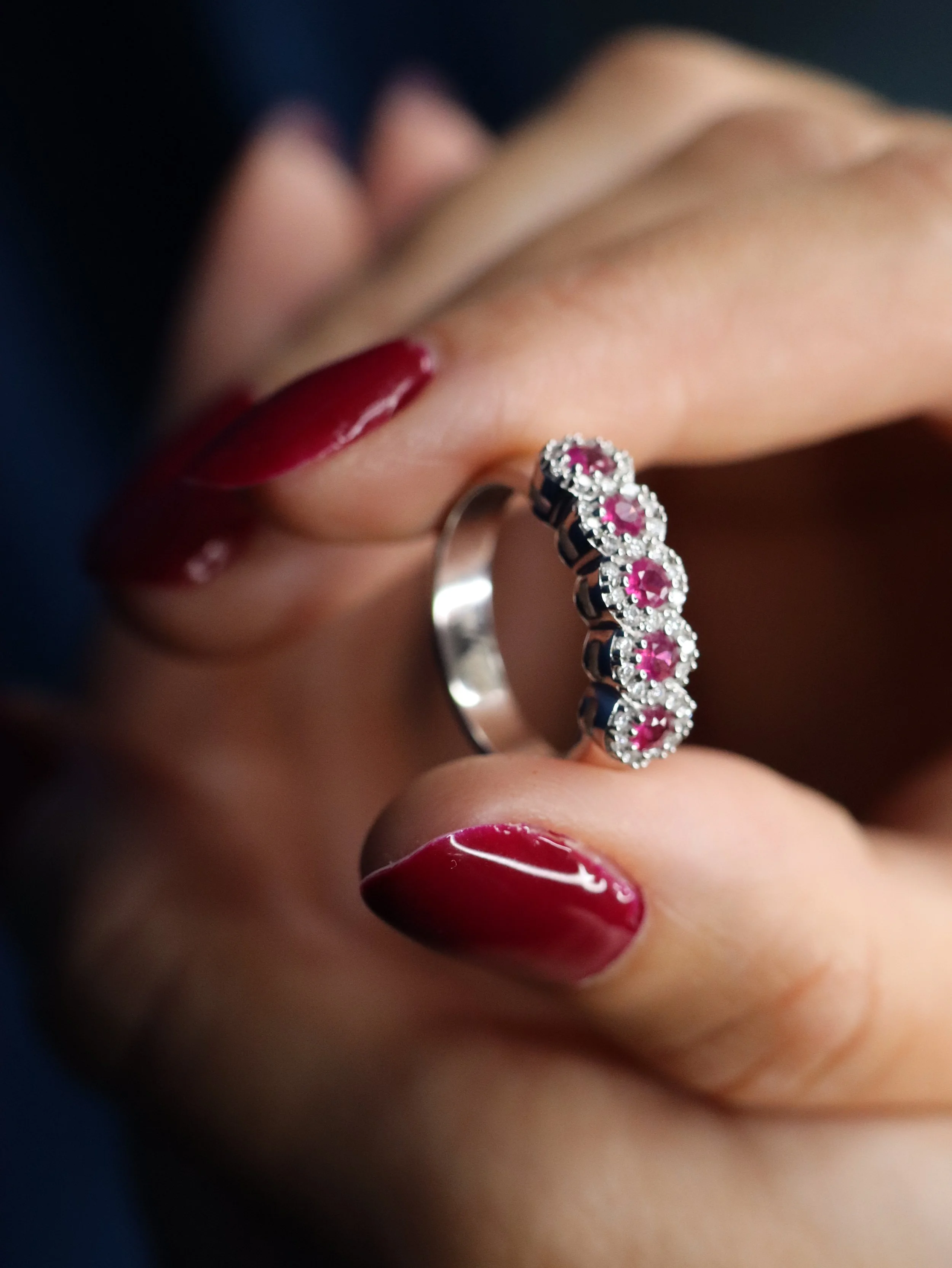 9 ct white gold Diamond & Ruby Eternity Ring
