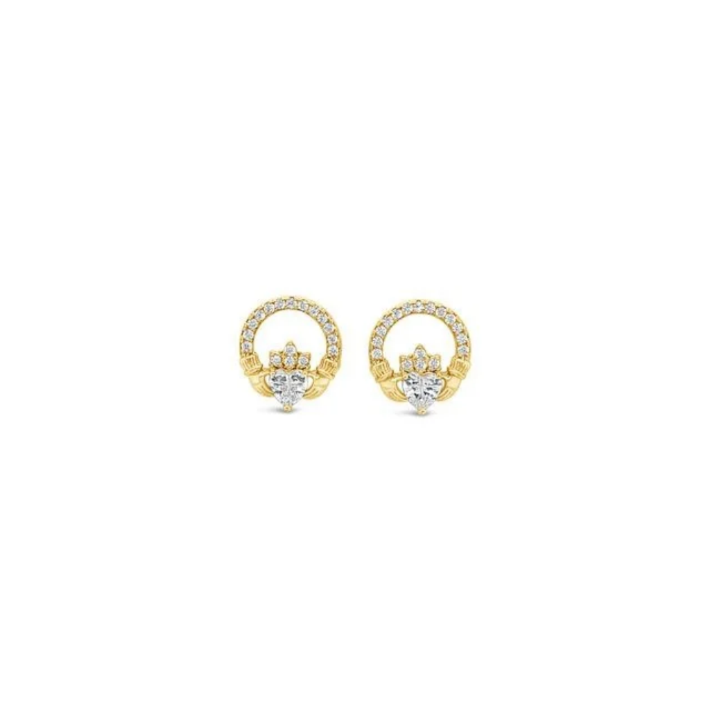 Séala Claddagh 10mm Stud Earring Gold plated