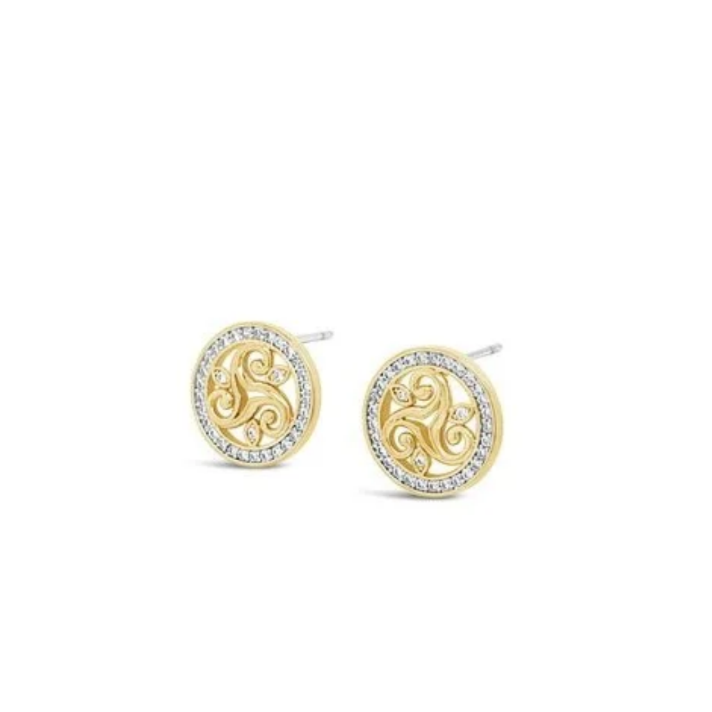 Séala Circle Trinity Stud Earring Gold Plated