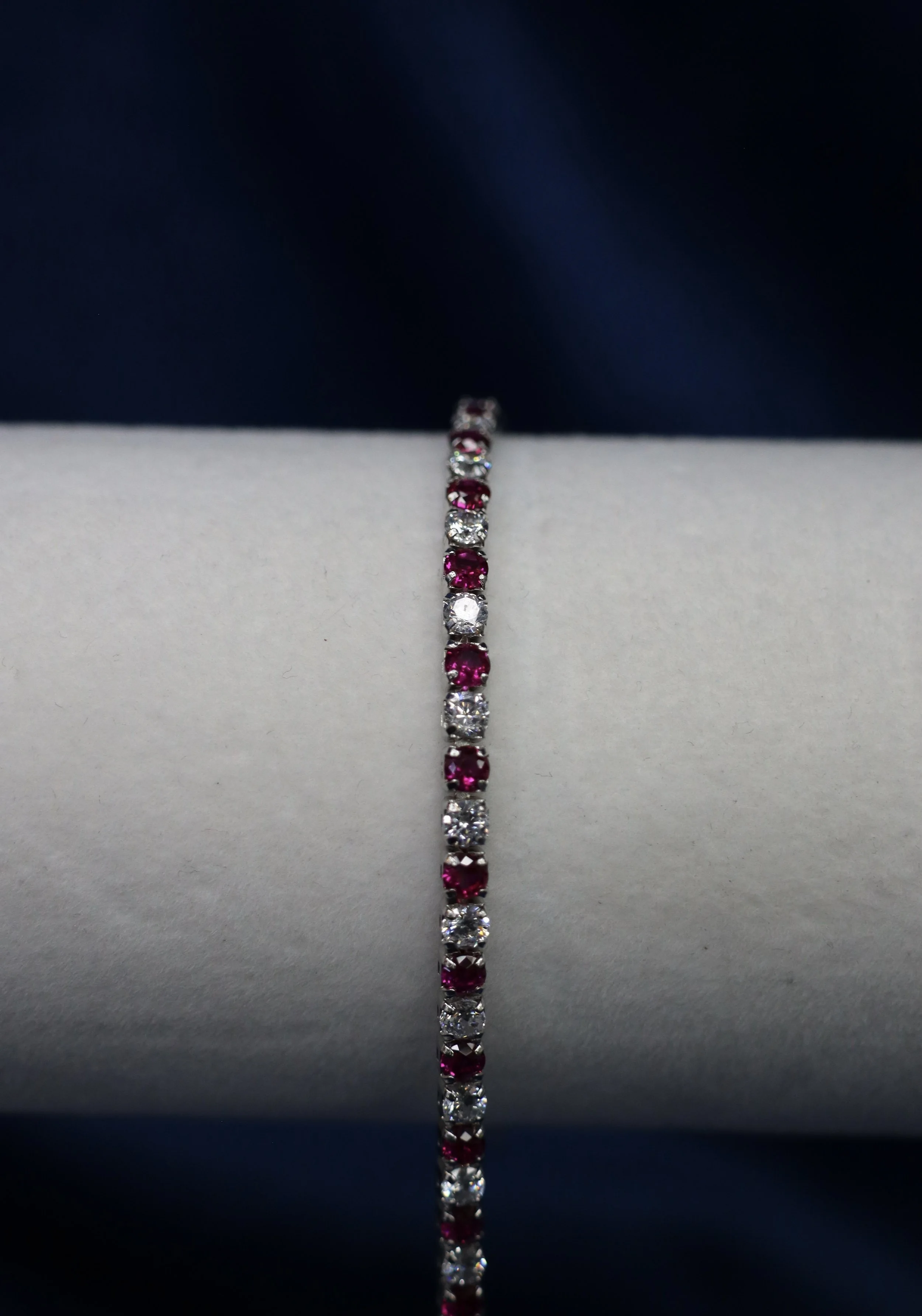 Round cut Ruby and CZ tennis bracelet