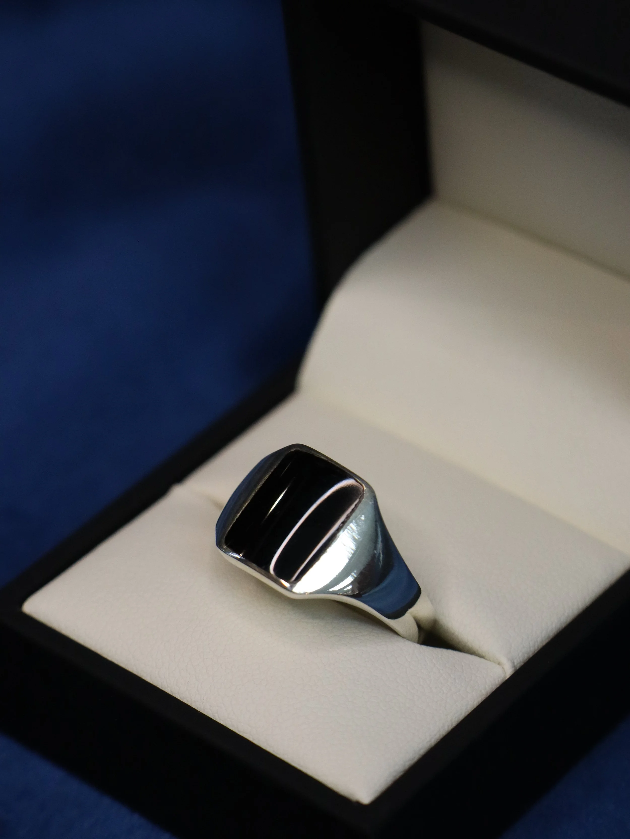 Silver Ring with Black Enamel