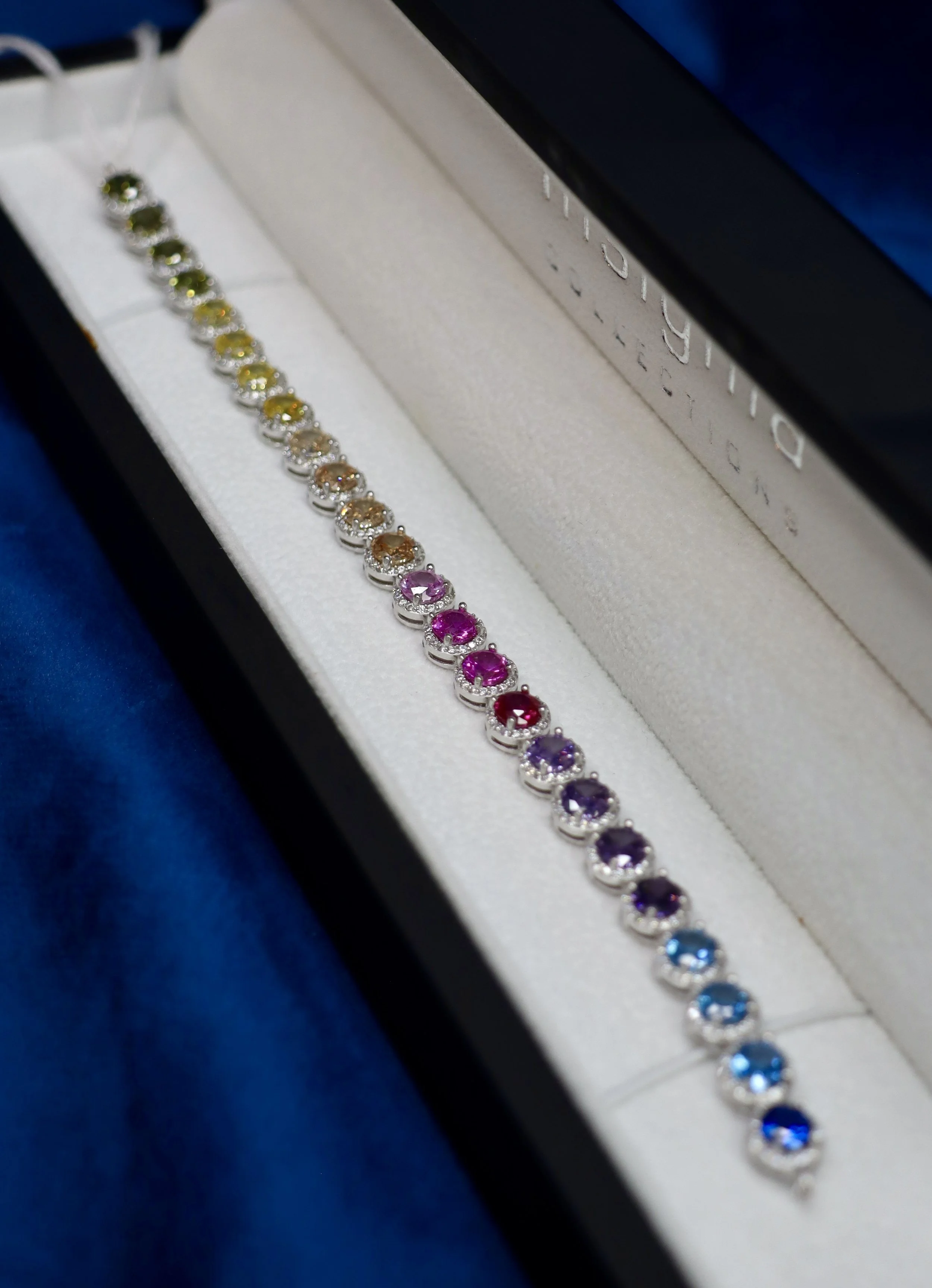 Rainbow stoned Sterling Silver Bracelet