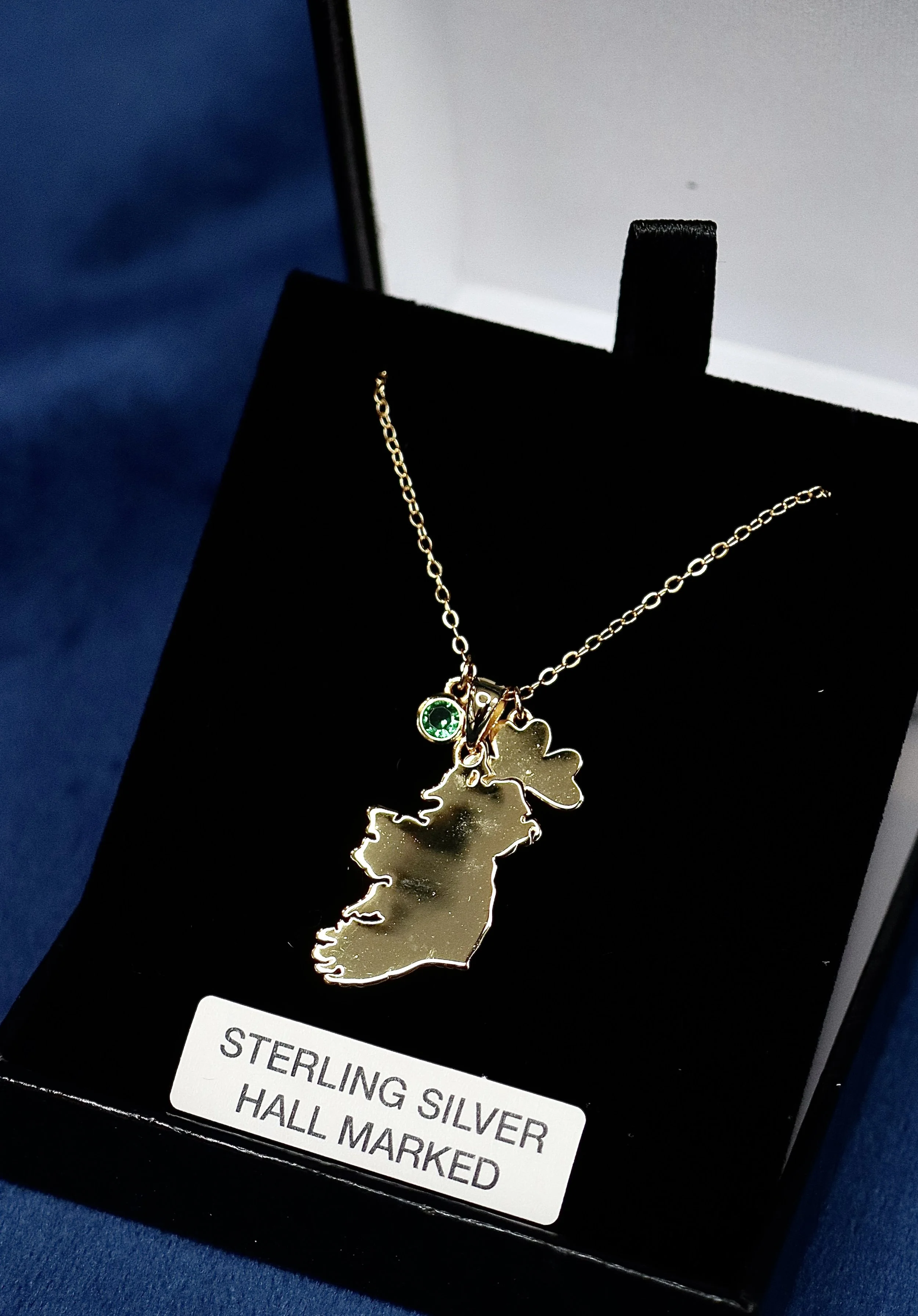 Gold on Silver Ireland Map Pendent