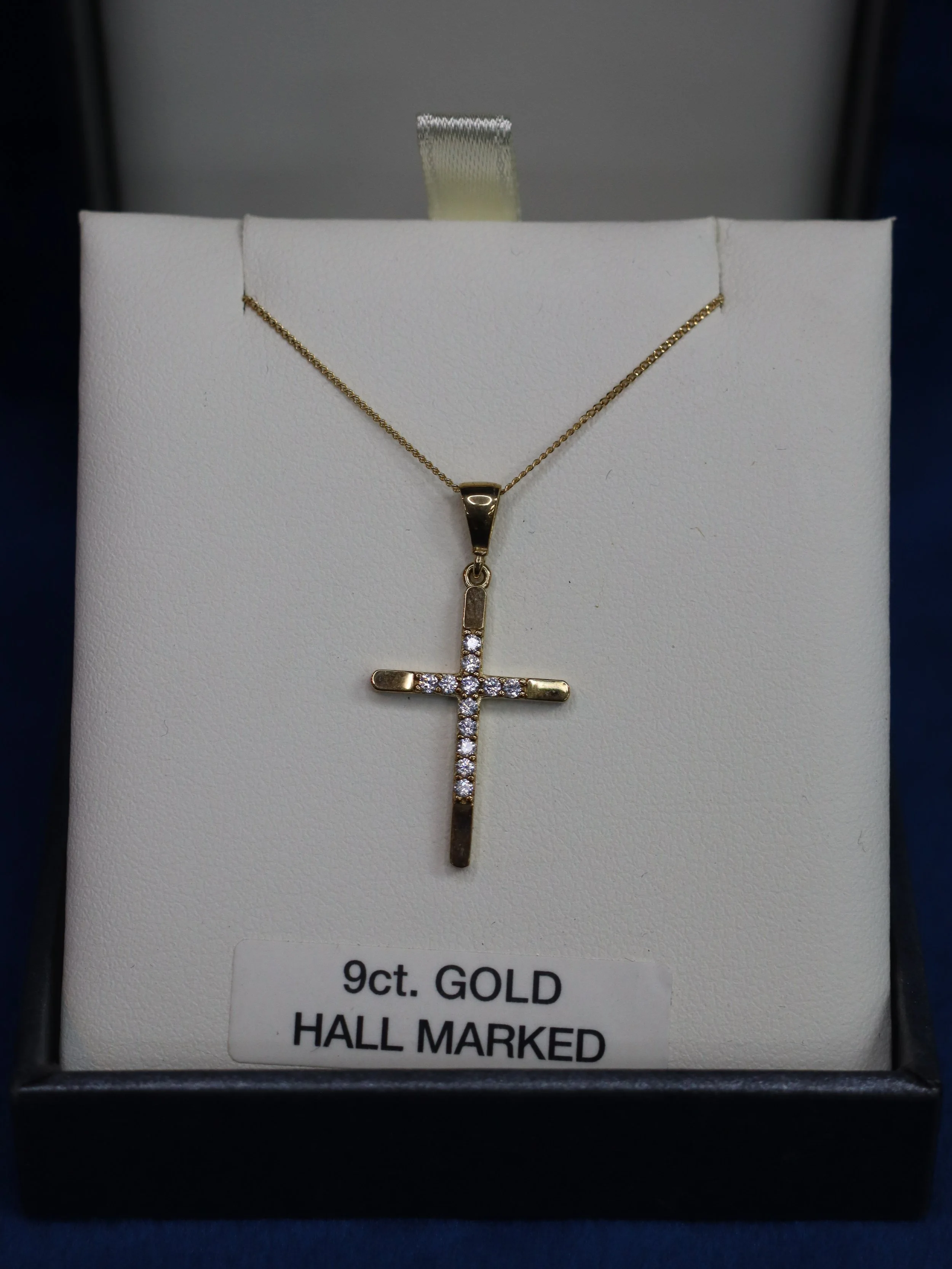 Gold Cross and Cubic Zirconia Pendent