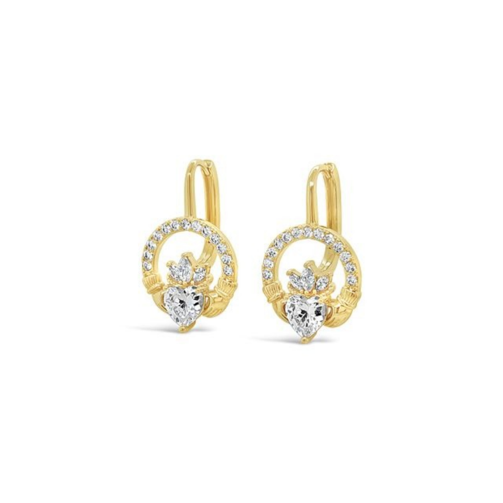Séala Claddagh Clip Earring Gold Plated/Clear cz