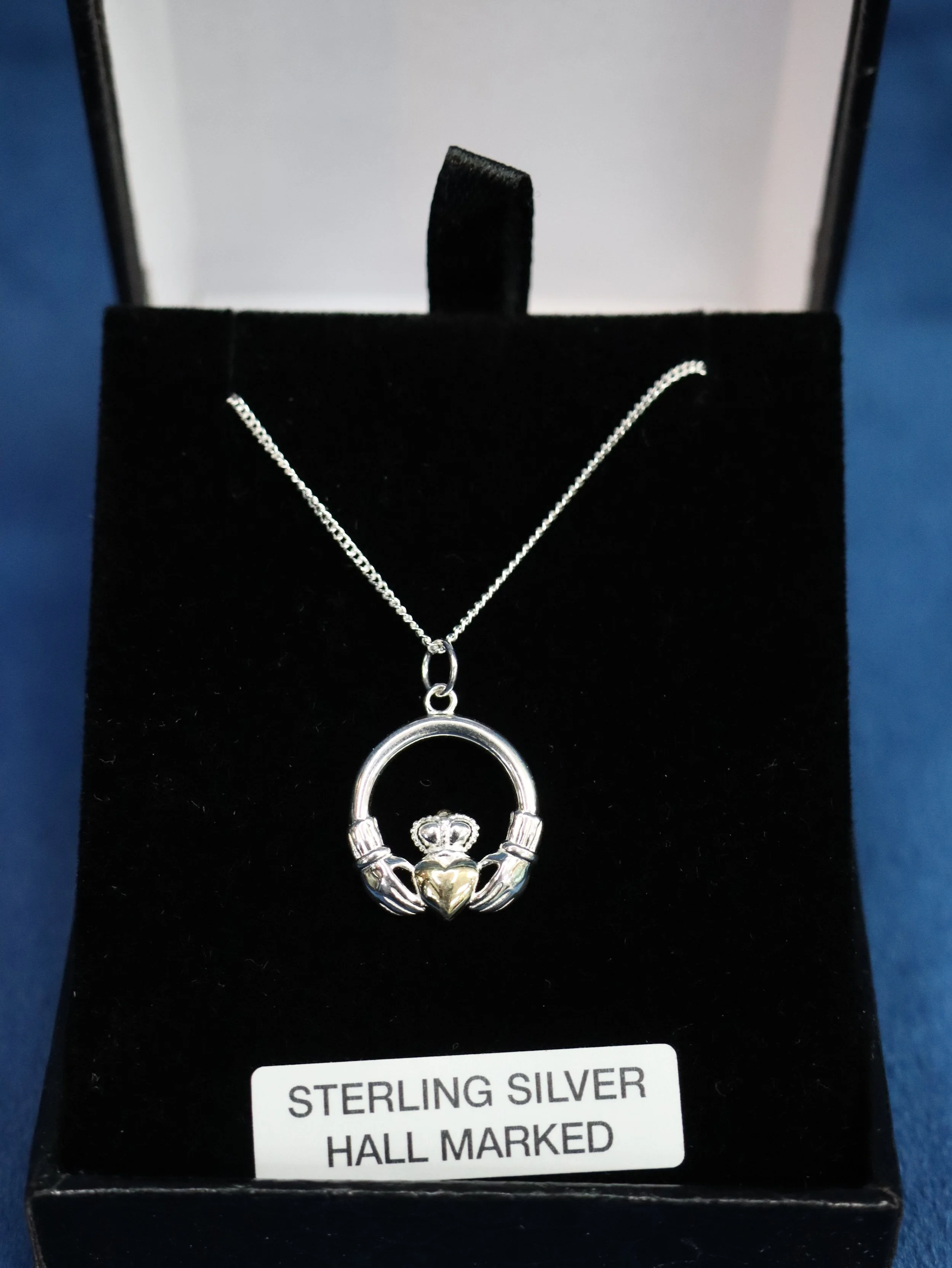 Sterling Silver with Golden Heart Claddagh Pendent