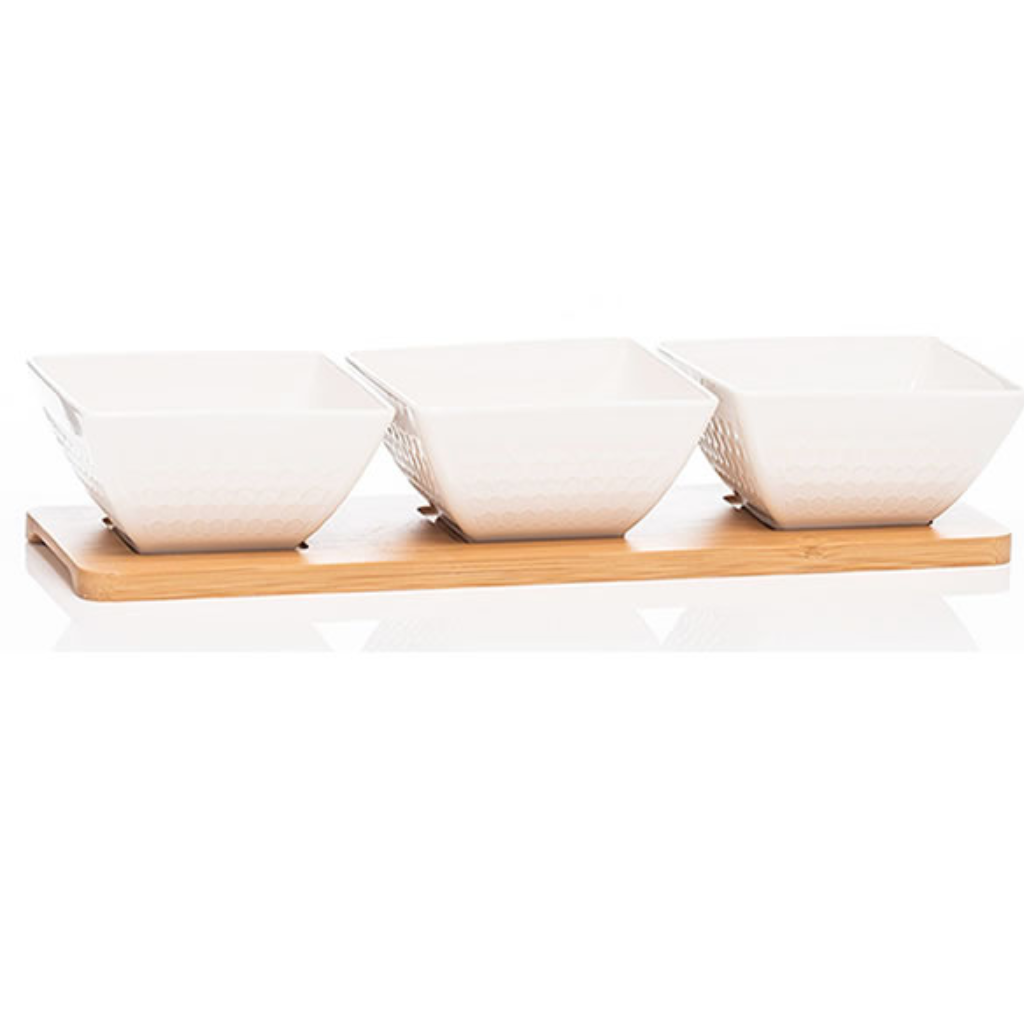 White Ceramic Dip Tray Set 3