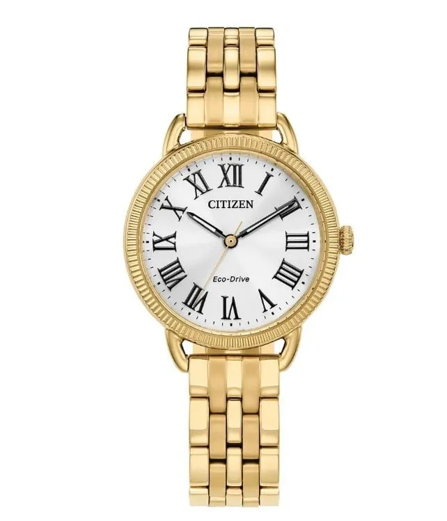 Citizen Ladies Eco Drive Coin Detail Gold Plated Bracelet Watch