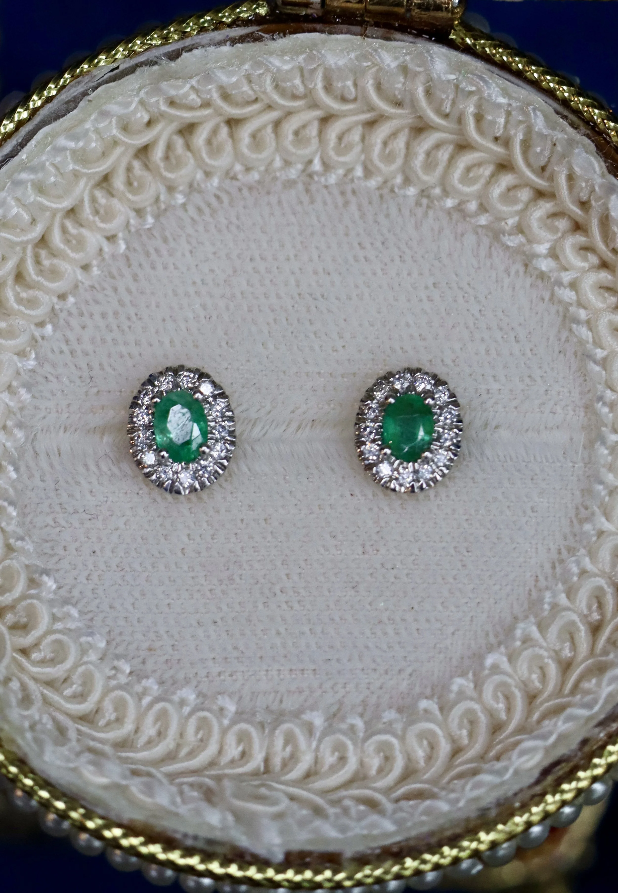 Emerald & Diamond Stud Earrings