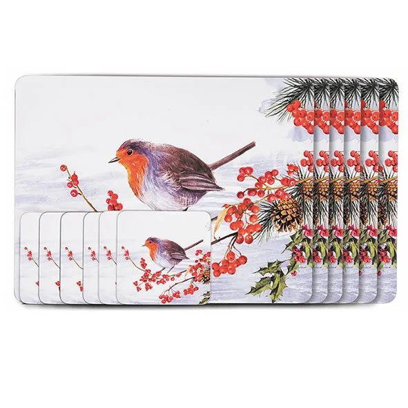 Robin Placemat & Coasters 6 Piece Setting