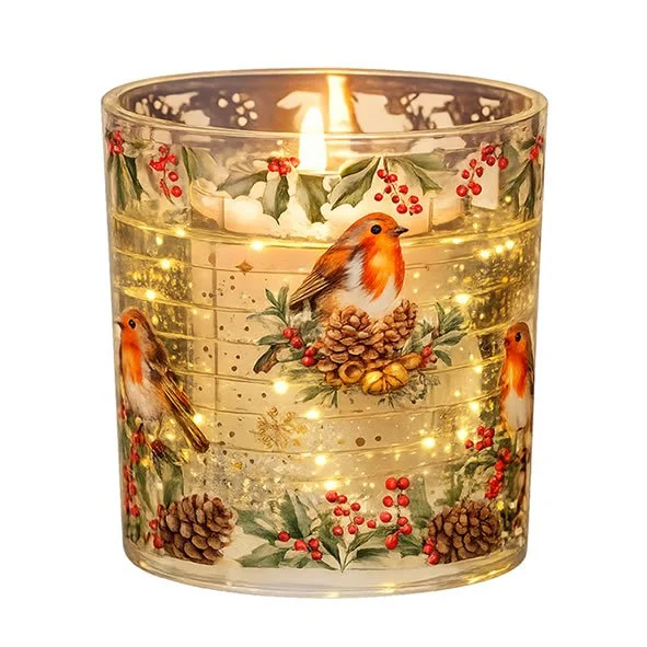 Festive Spice Fragranced Robin LED Candle with 2 Refills