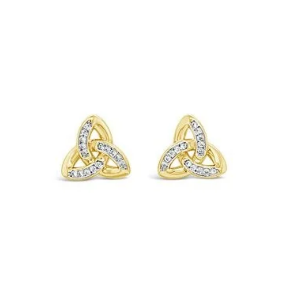 Séala Full Stone-Set Trinity Stud Earring Gold Plated/Clear CZ