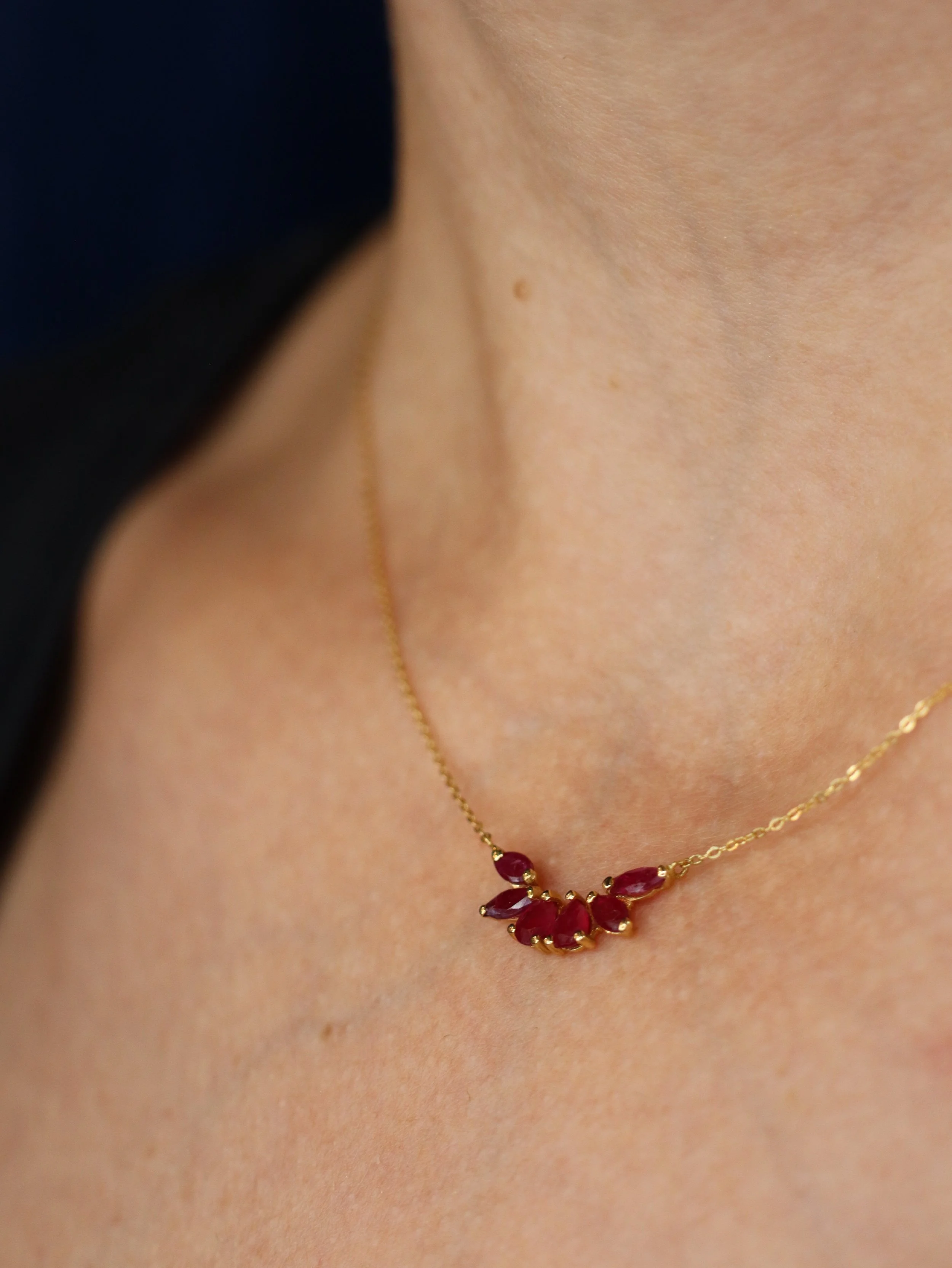 18k Gold with Ruby Bow-Shaped Necklace