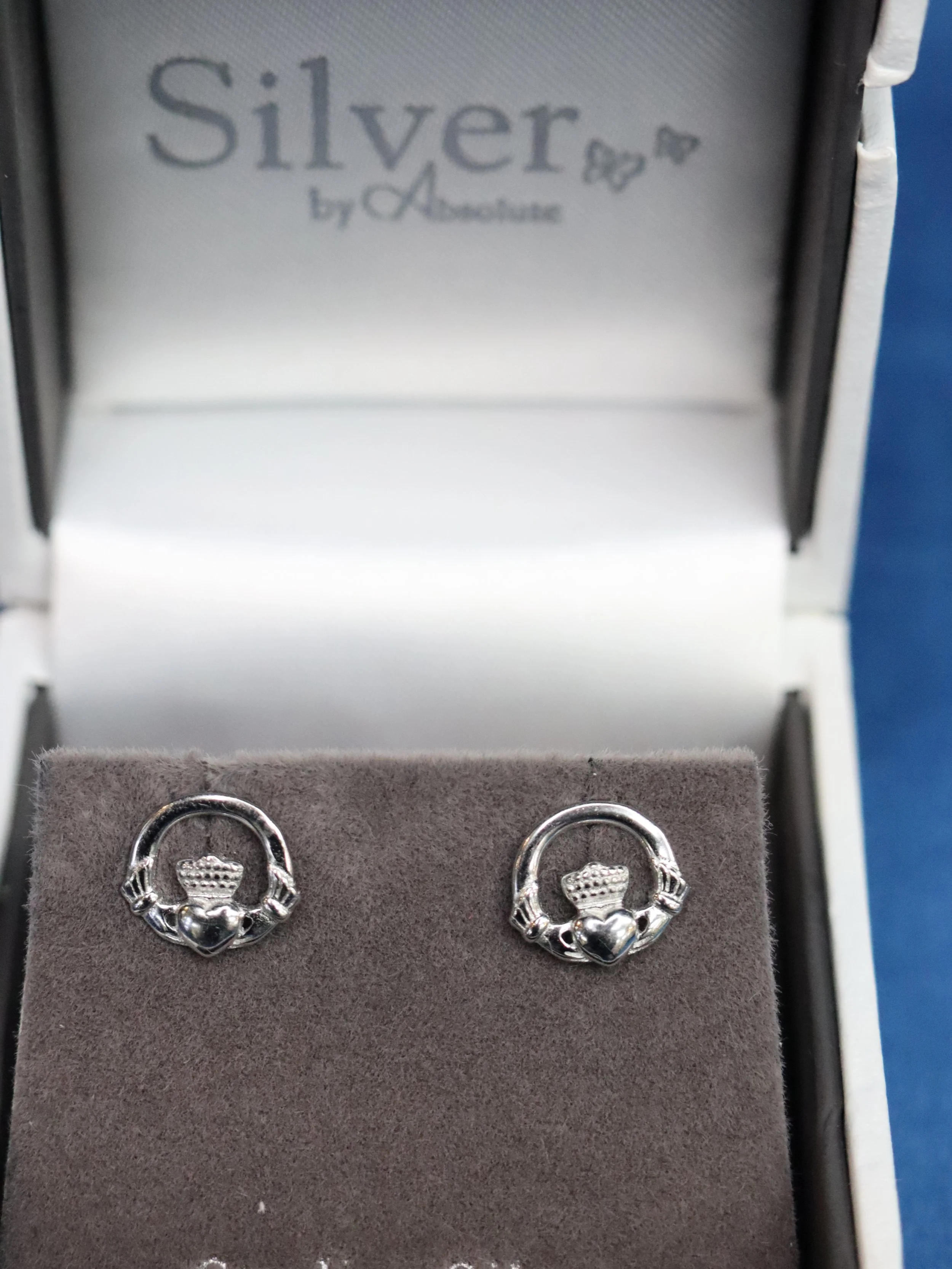 Sterling Silver Claddagh Stud Earrings