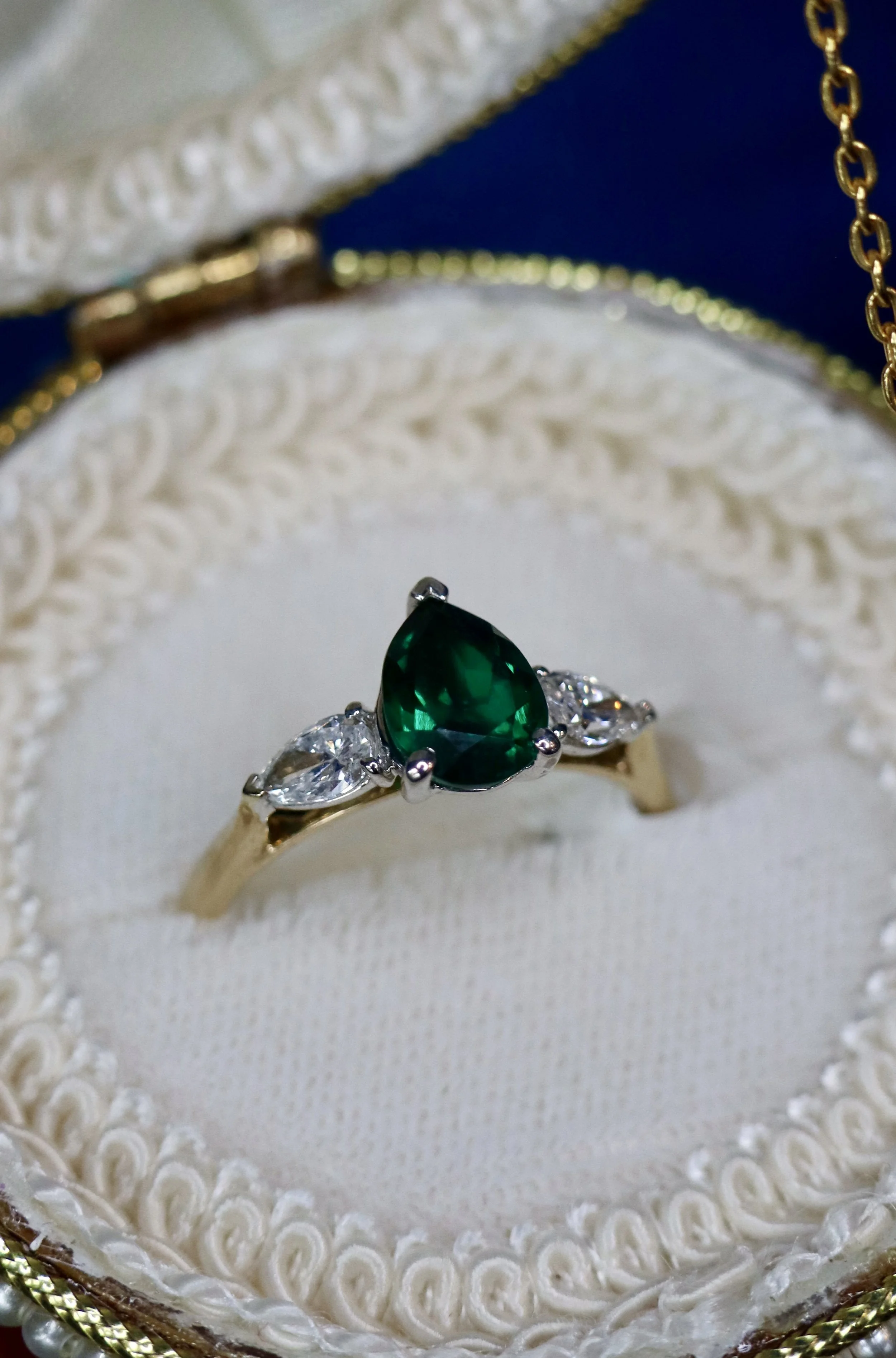 Lab Emerald and Diamond Ring