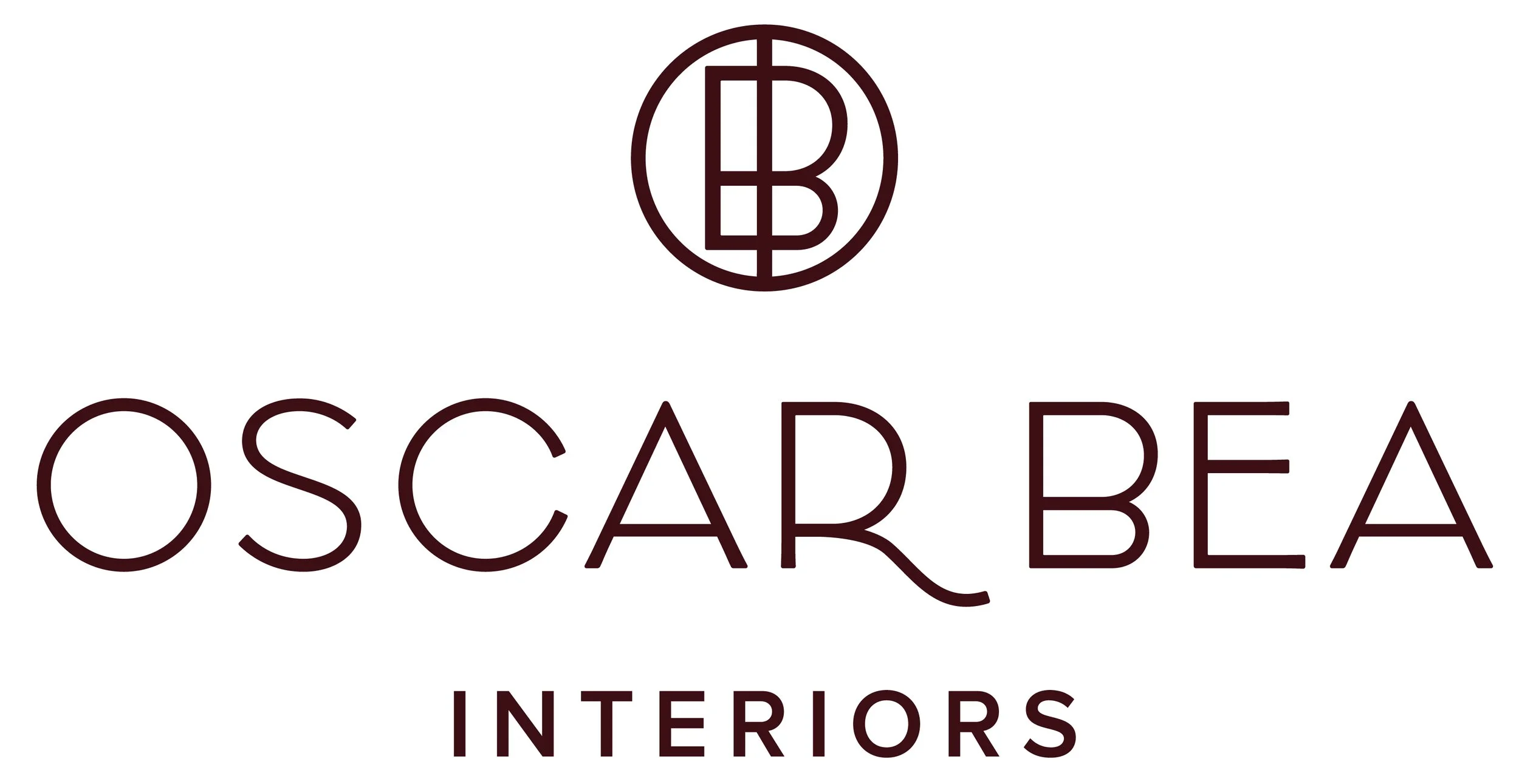 Oscar Bea Interiors logo with a circular monogram and the words 'Oscar Bea Interiors' in large text.
