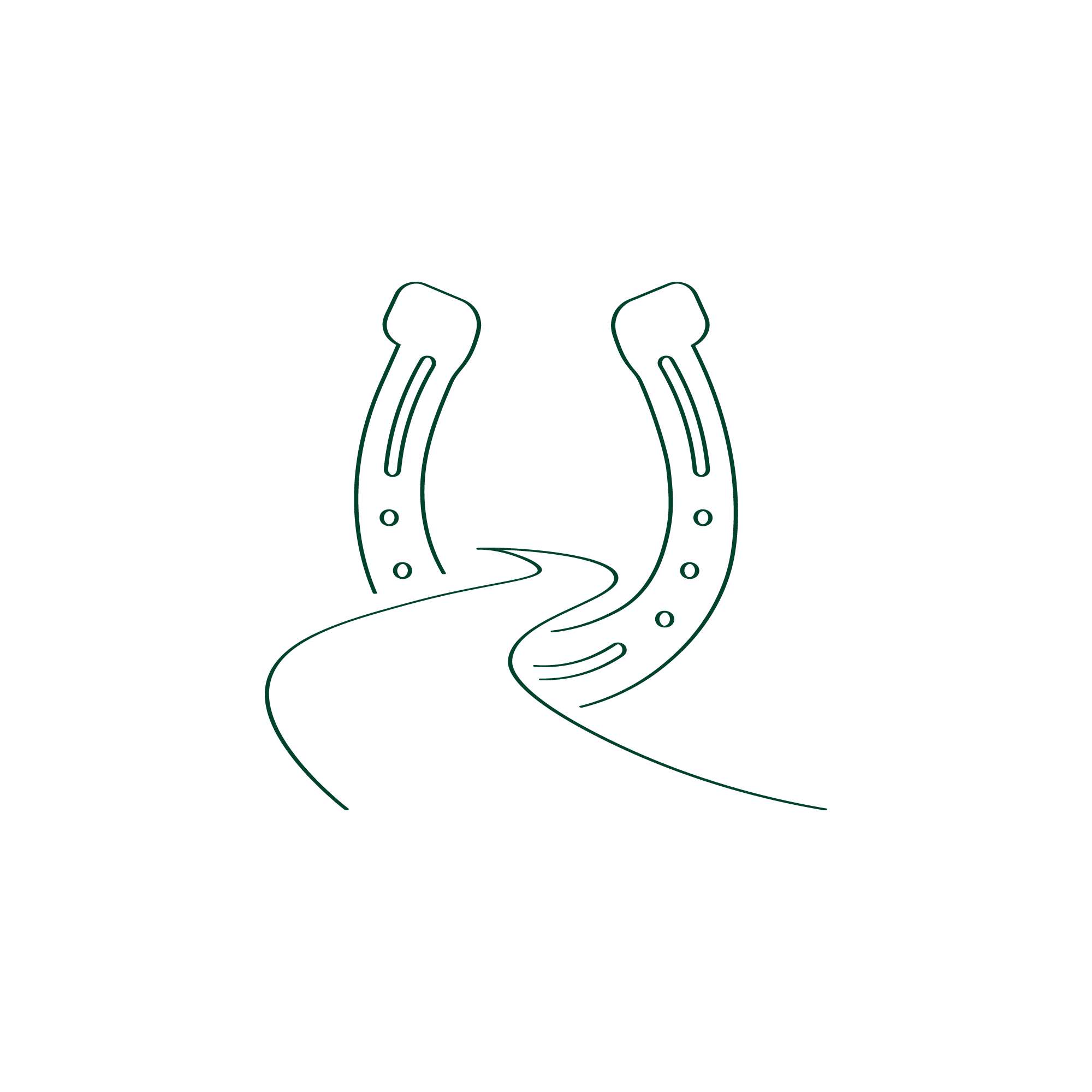Outline drawing of a pair of hands holding a horseshoe.