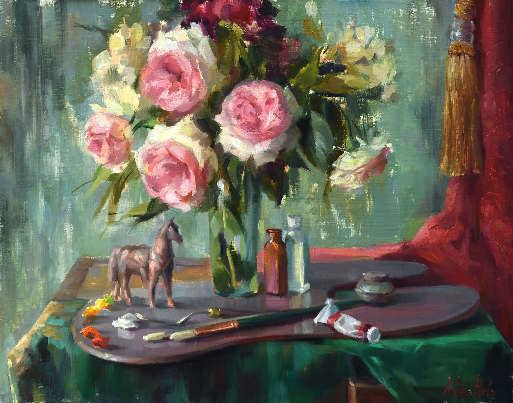 Studio Corner. 2018
Oil on linen
22 x 28,5 in (55,9 x 72,4 cm)