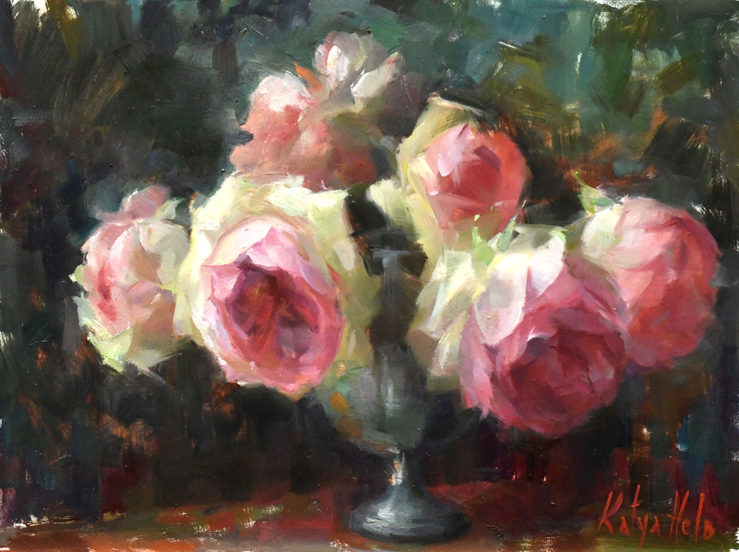 Eden Roses in a Silver Basin. 2023
Oil on board
16 x 20 in (40.6 x 50.8 cm)
Private Collection