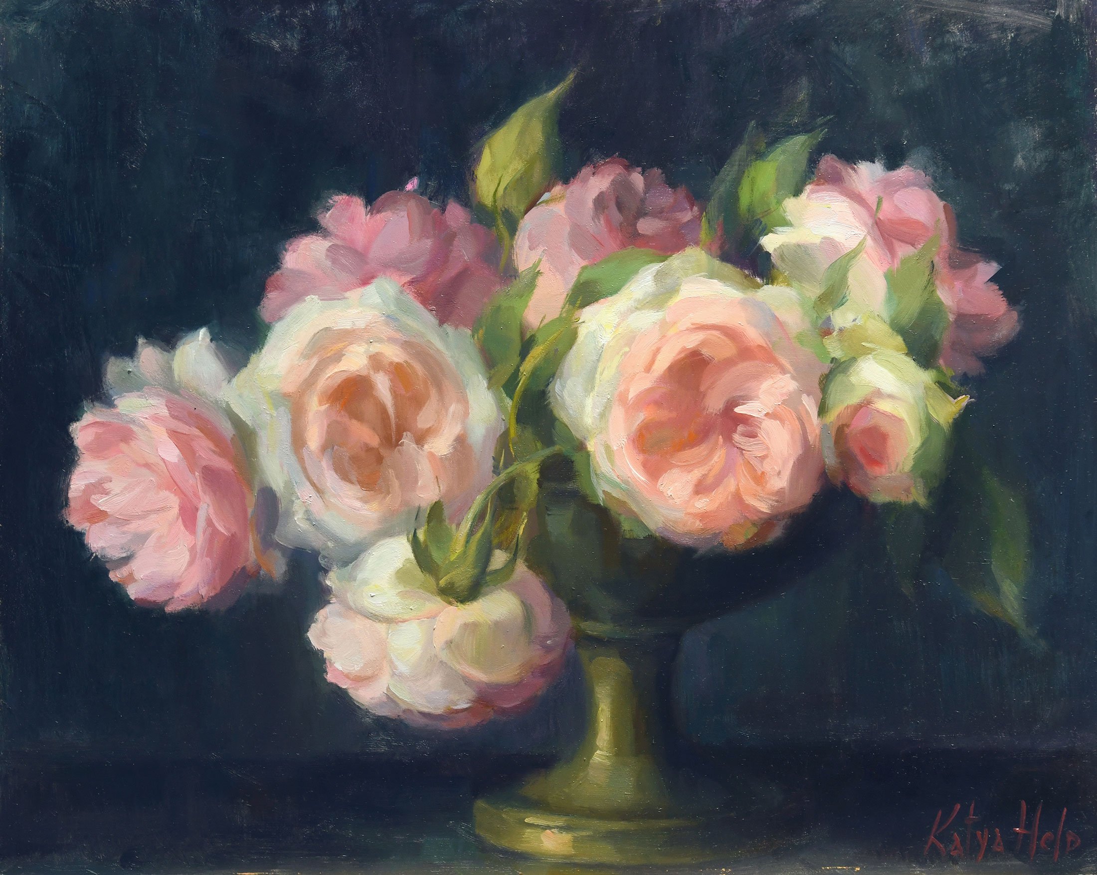 Eden Roses in Copper Vase. 2023
Oil on board, 16 x 20 in (40.6 x 50.8 cm)

	
