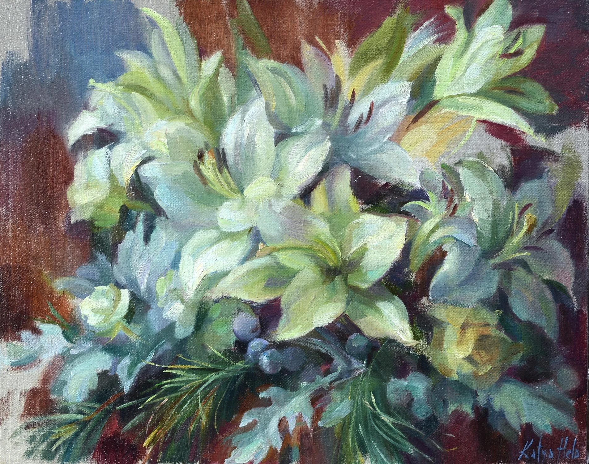 Winter Bouquet. 
Oil on board
16 x 20 in (40.6 x 50.8 cm)