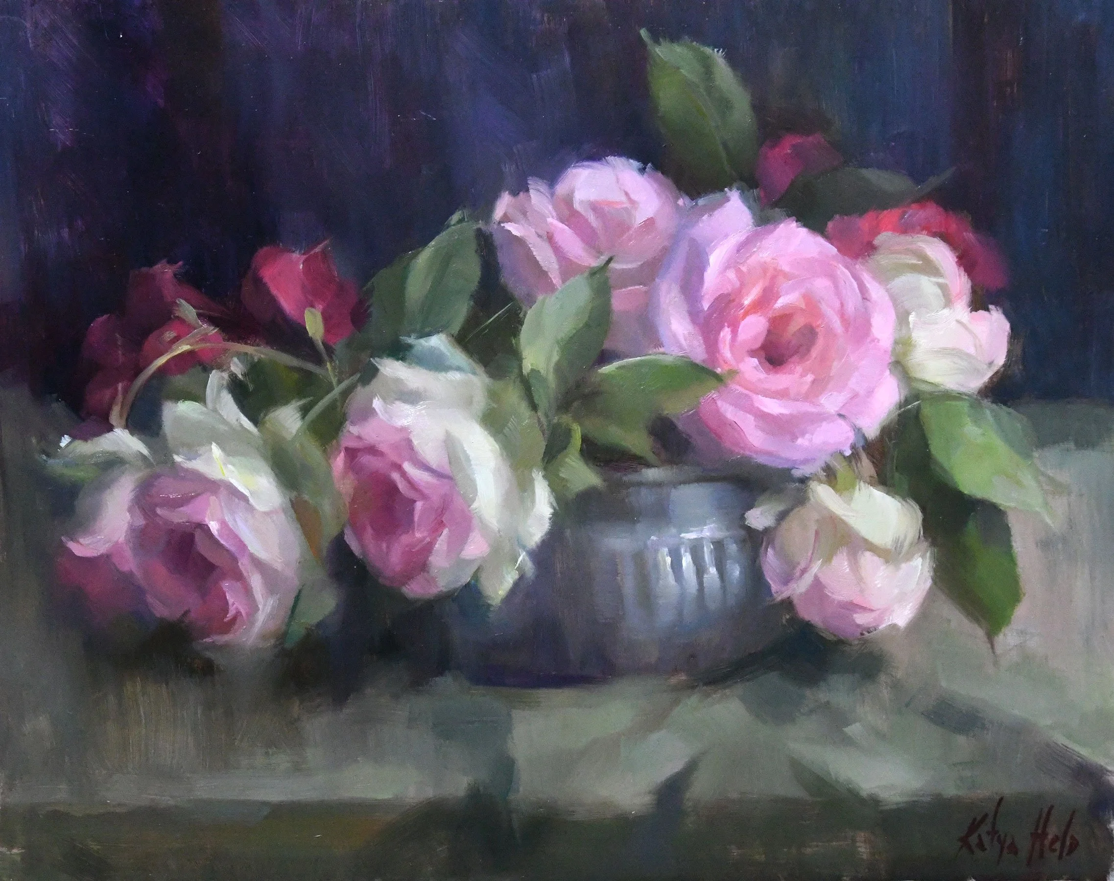 Eden Roses in Silver Basin. 2023
Oil on board
16 x 20 in 40.6 x (50.8 cm )
Private Collection 