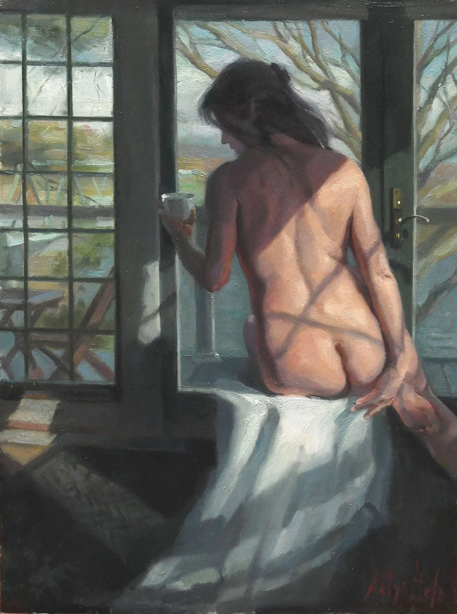 Morning Coffee, New Hope. 2023
Oil on board, 16 x 12 in