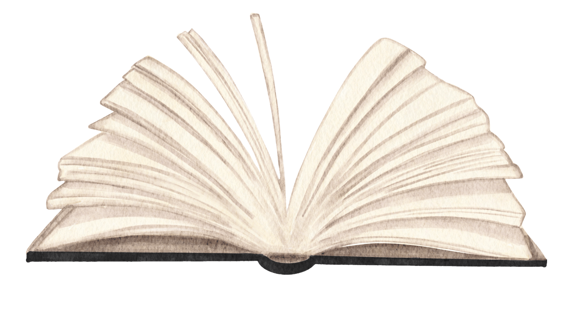 Open book with cream-colored pages and black cover