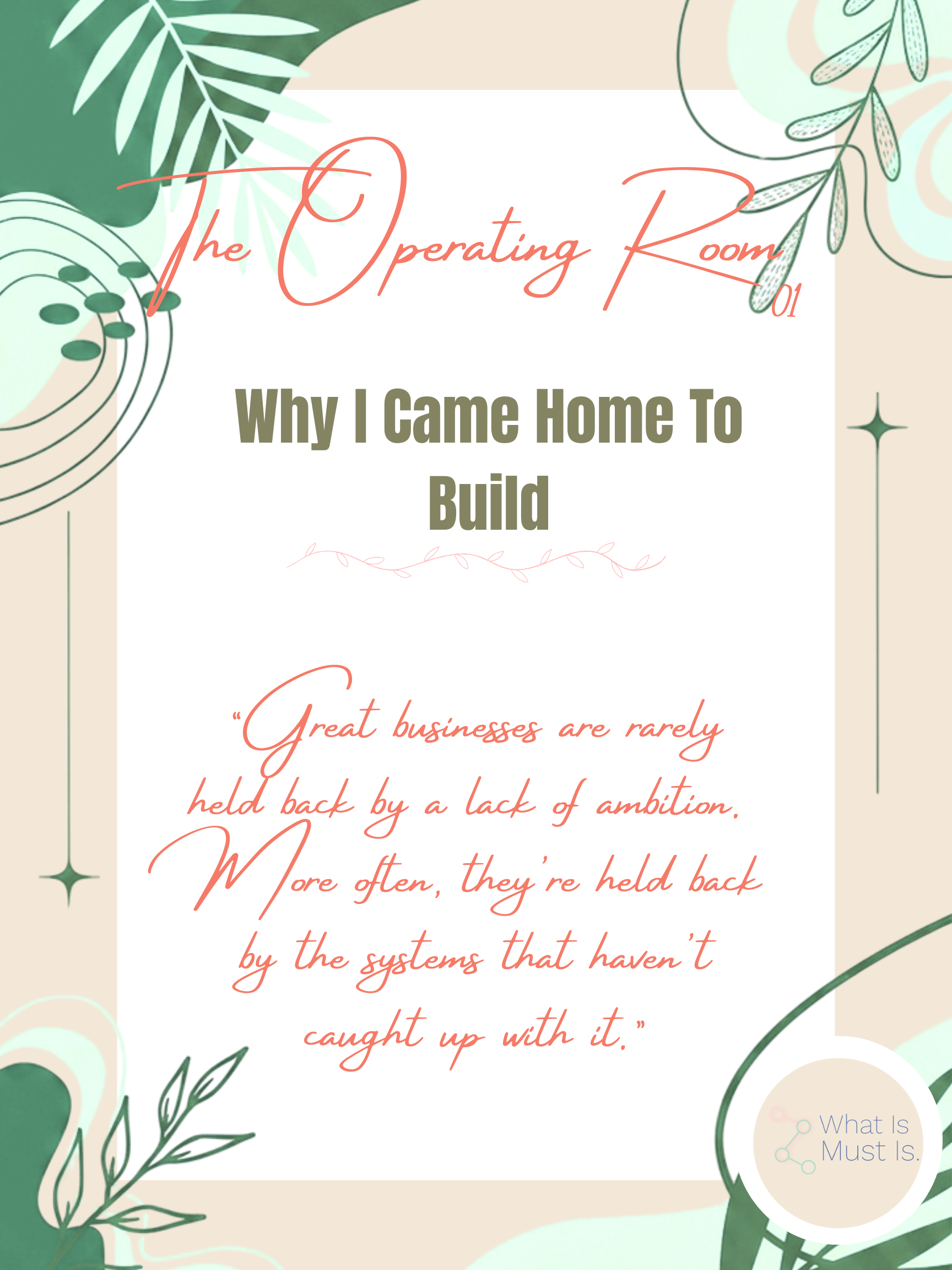 Why I Came Home To Build.