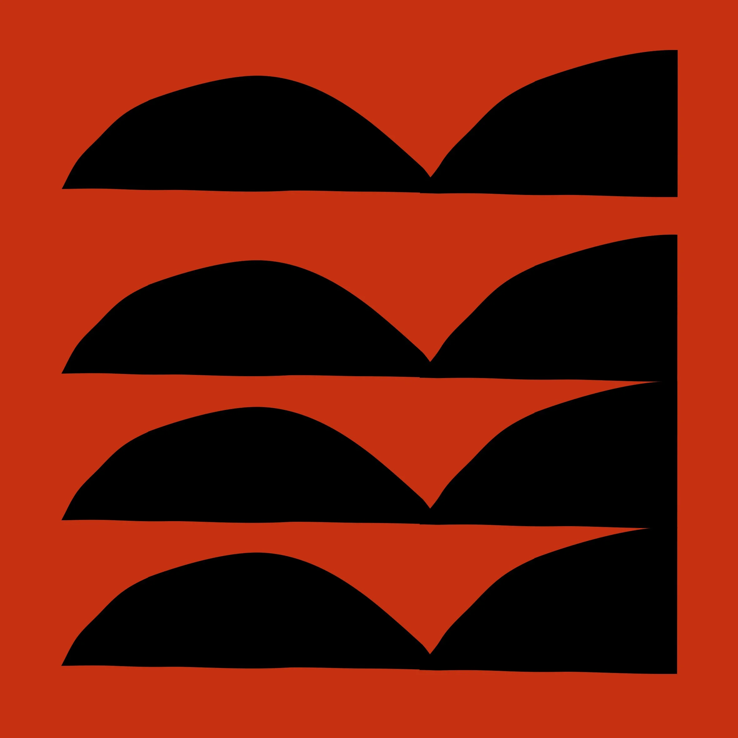 Motif abstrait avec formes noires ondulées sur fond orange