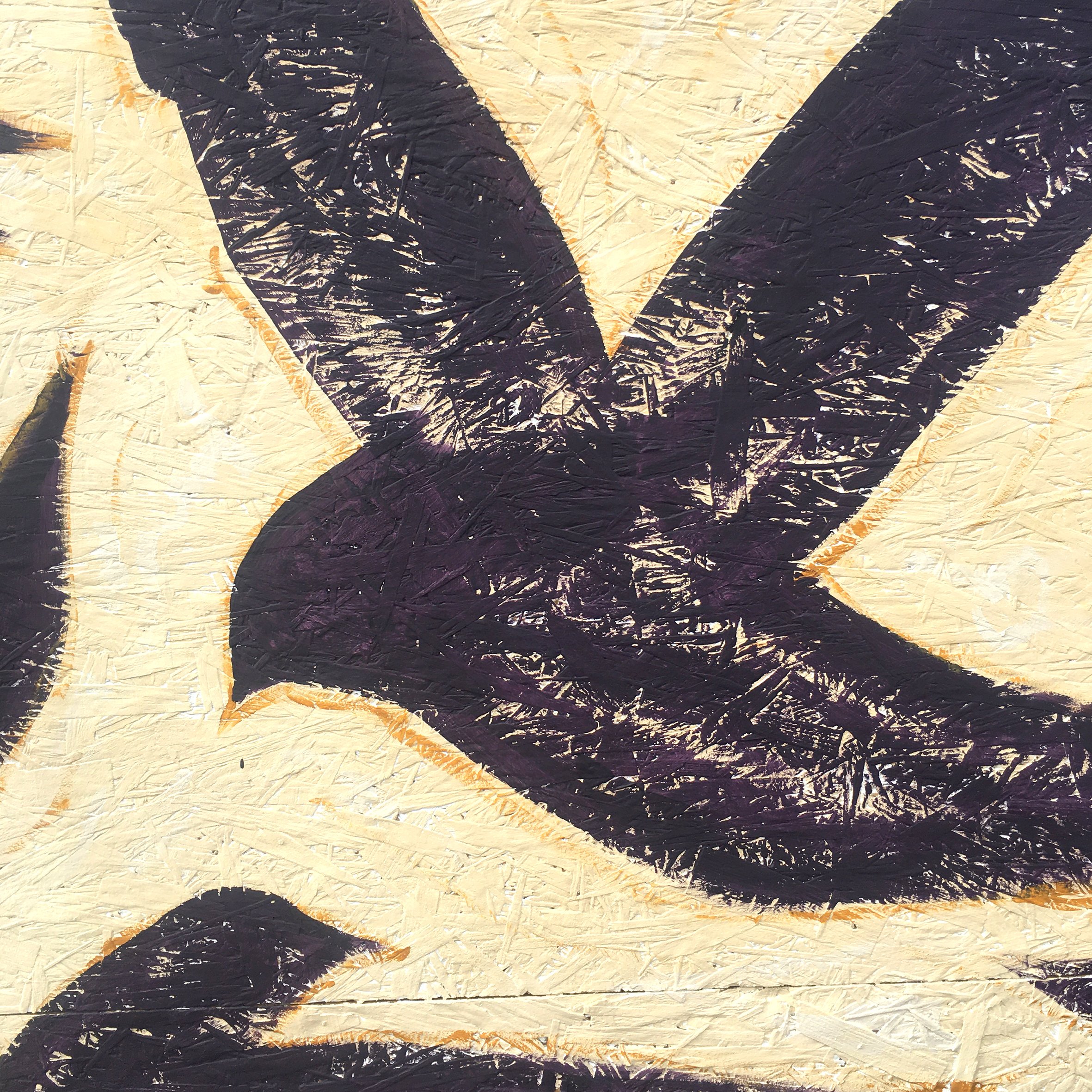 Une image abstraite composée de traits noirs, beige et orange, avec une texture papetière visible.