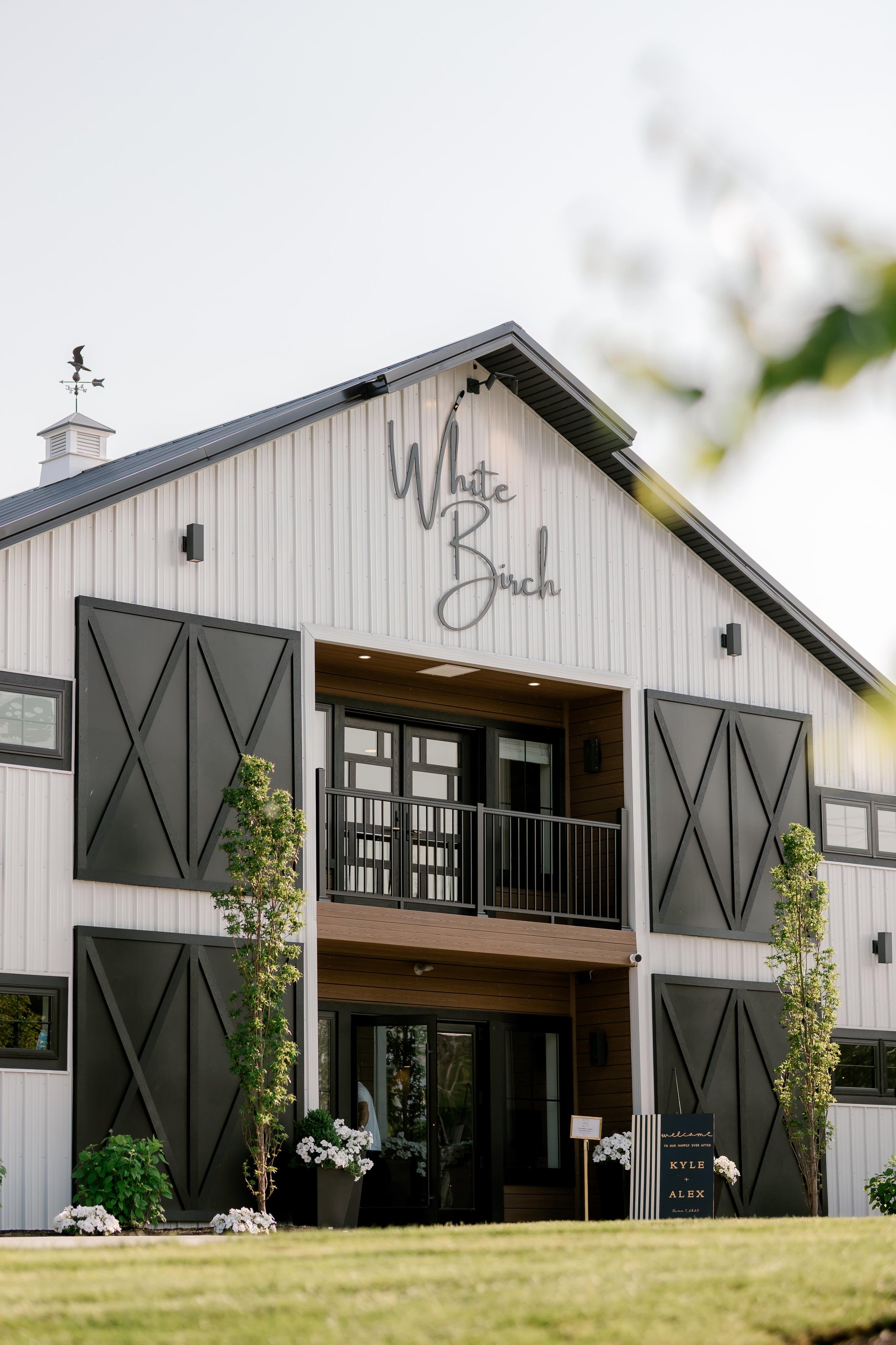 front of the barn
