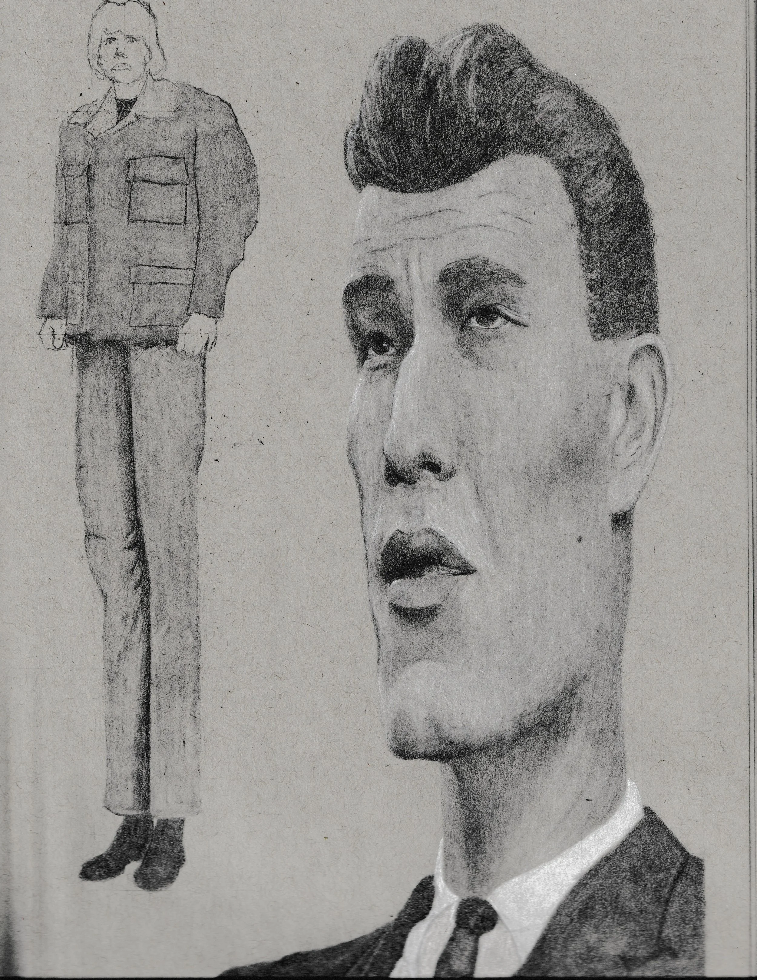Drawing of Mans Face w/ Standing Man (Unifinished)