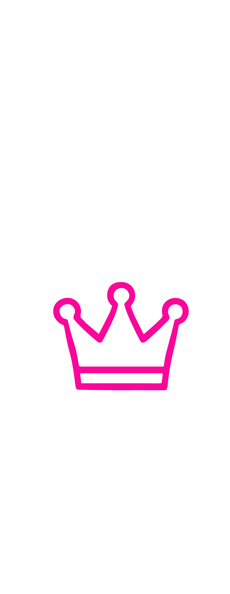 Black t-shirt with neon pink crown graphic in the center.