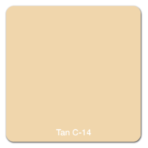 A beige square with rounded corners labeled 'Tan C-14' in white text at the bottom.