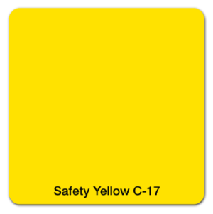 Yellow safety sign with black text that reads 'Safety Yellow C-17'.