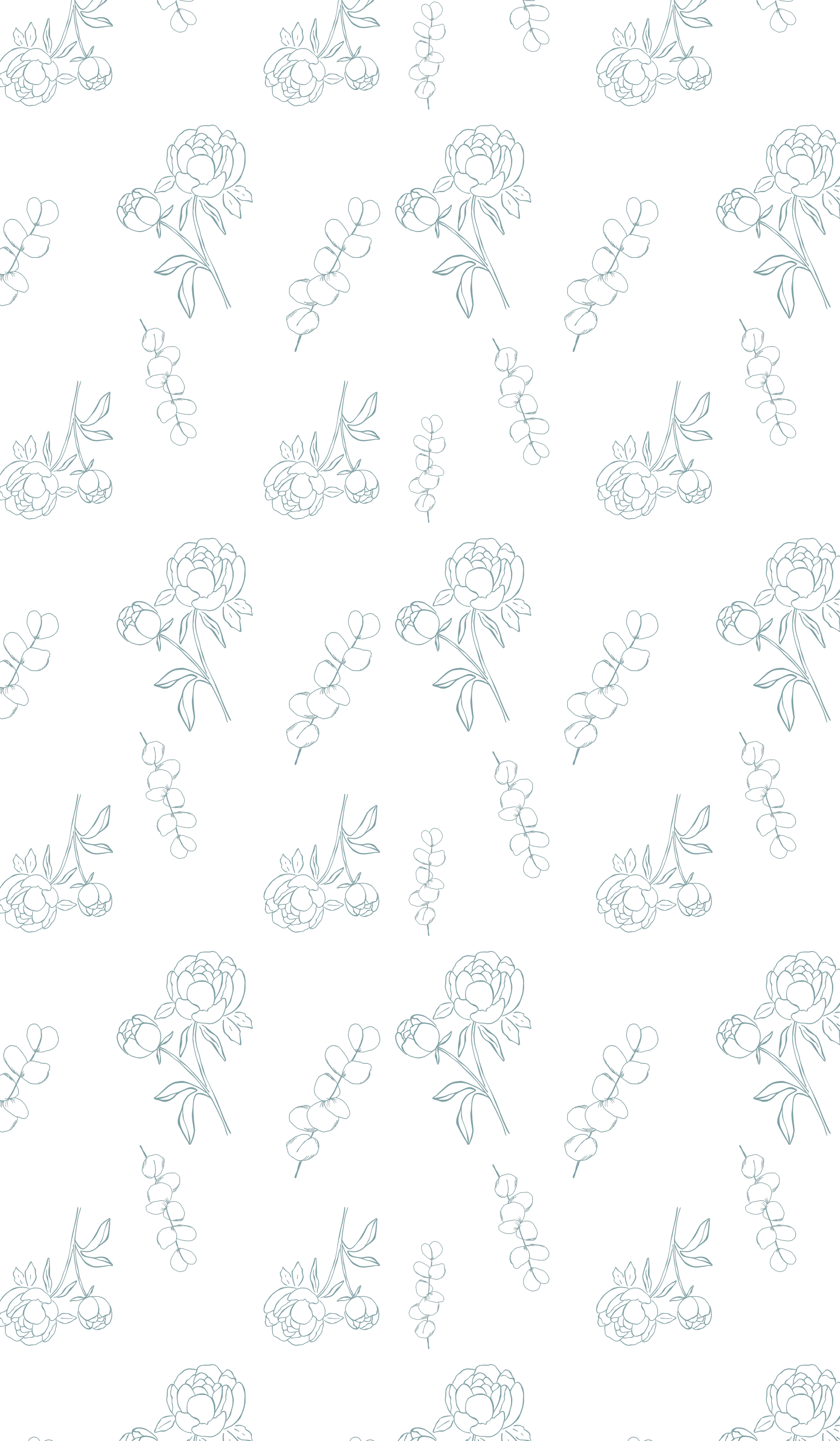 Motif de fleurs de roses stylisées et de petites branches, dessinées en lignes fines, sur un fond noir.