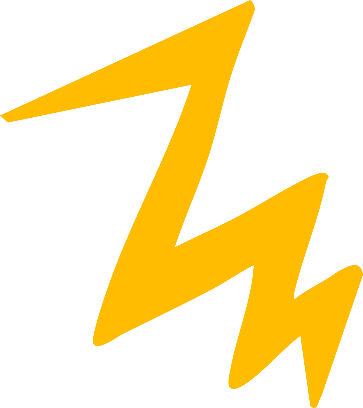 A stylized yellow lightning bolt on a black background.