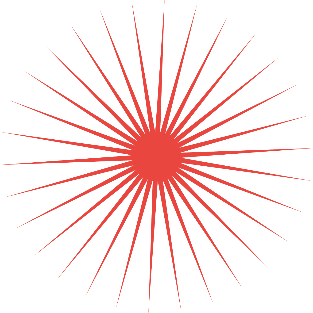 Red radial lines emanate from a central point on a black background.