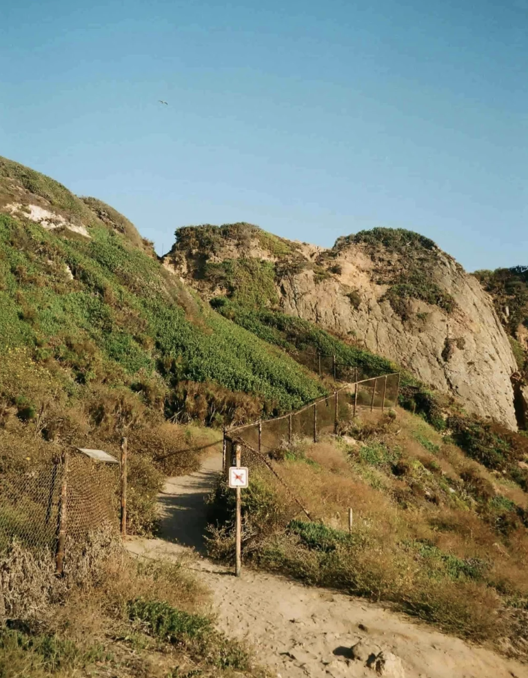 Hiking trail above Westward Beach at Point Dume Headlands, Malibu California