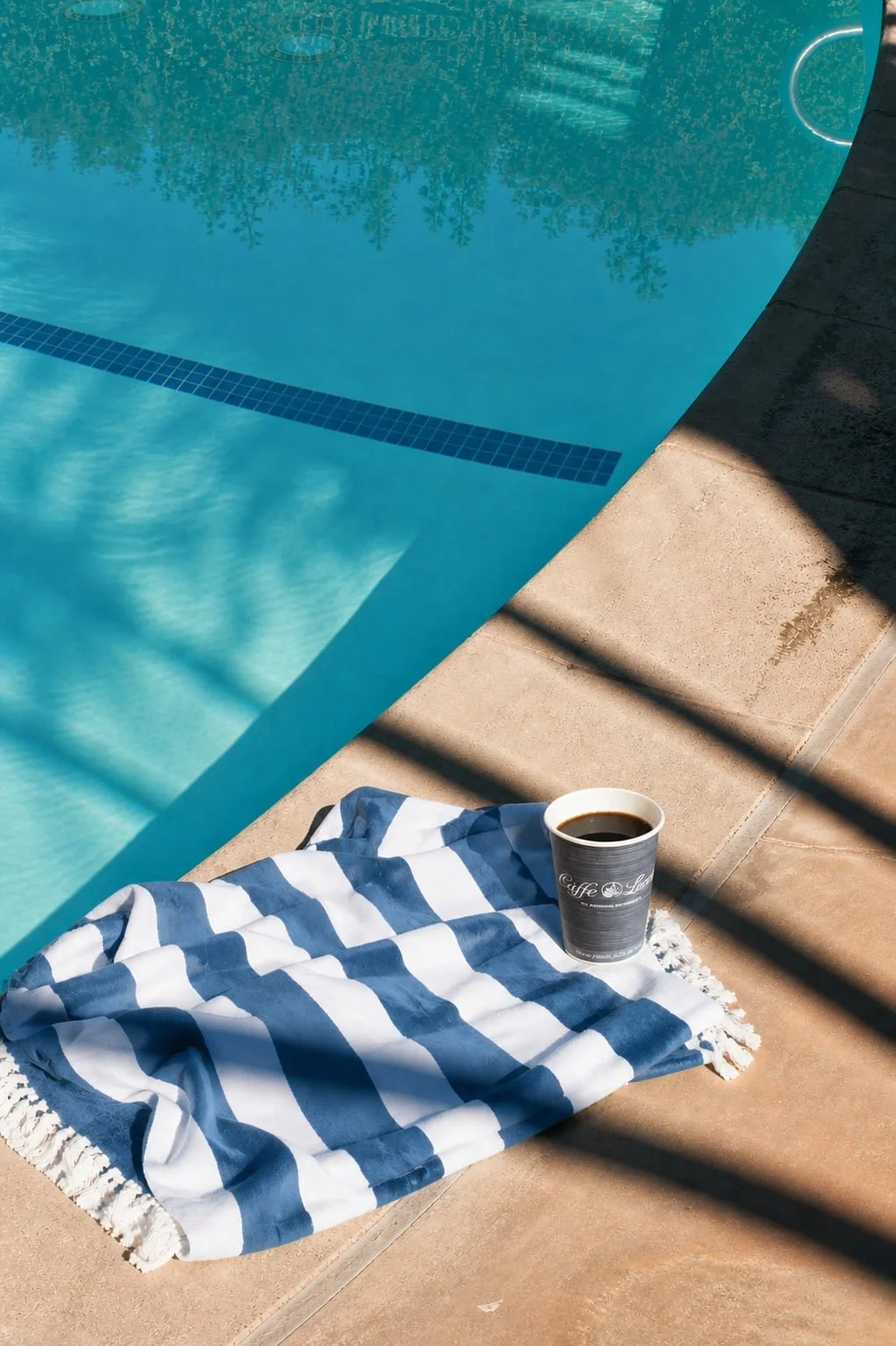 Pool and sun deck at The Malibu Motel on Pacific Coast Highway, Malibu California