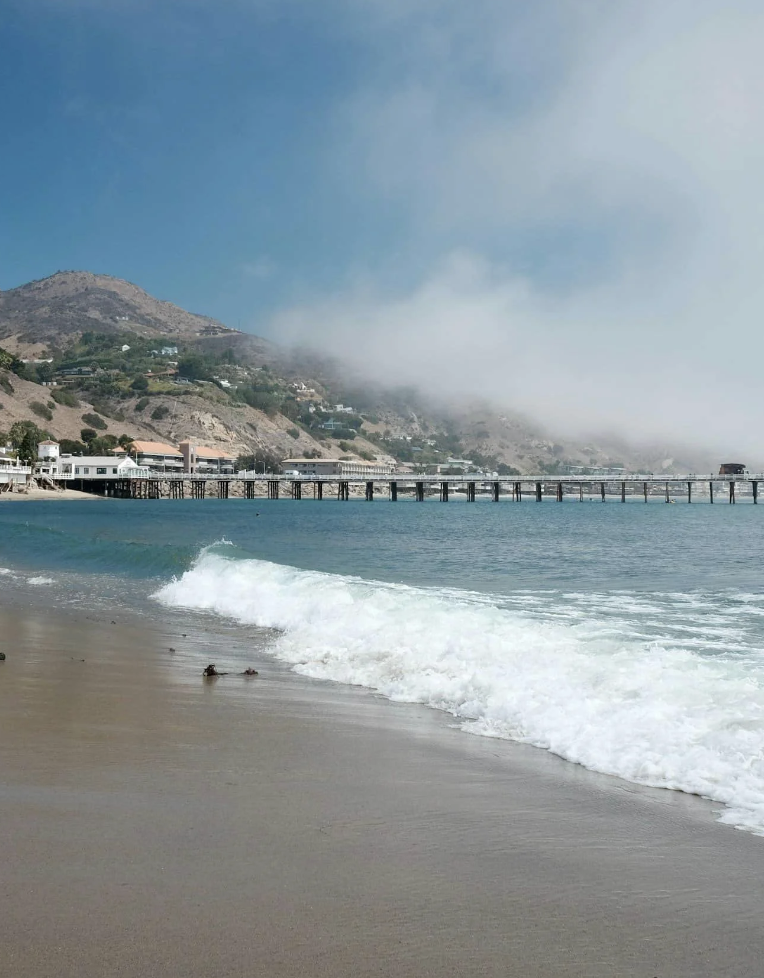 Malibu Pier and Surfrider Beach from the Pacific Coast Highway, steps from The Malibu Motel