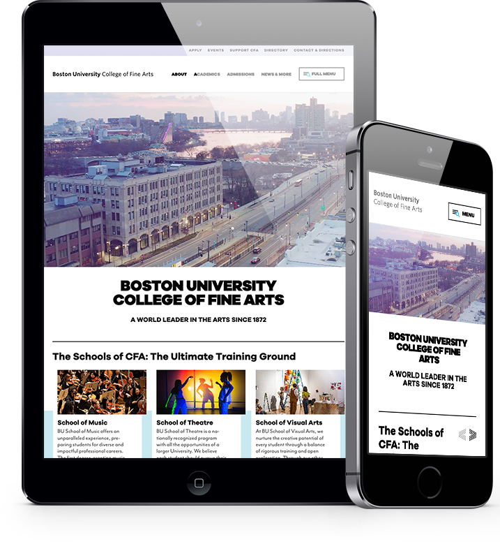 CFA website home page on a tablet and mobile phone