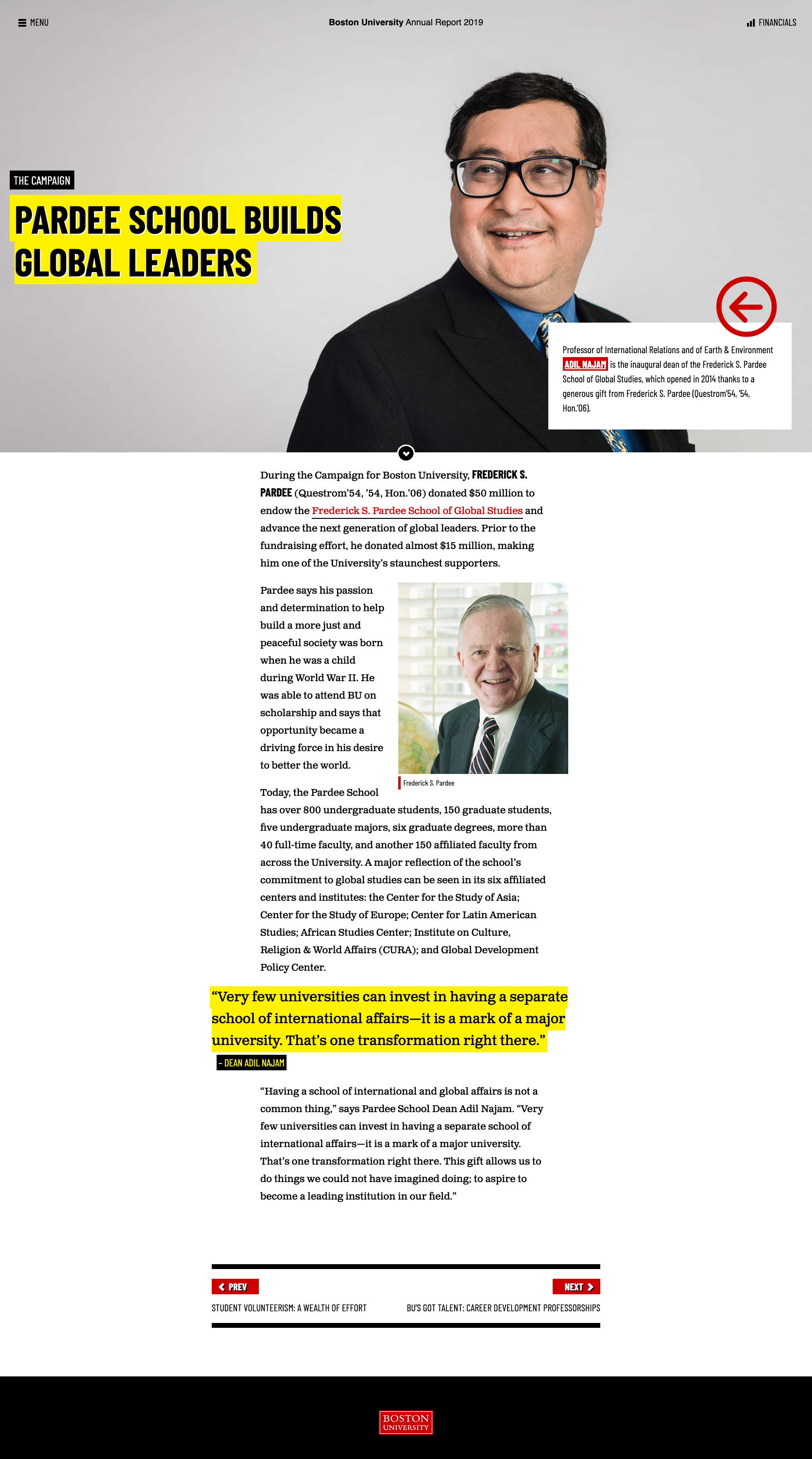 Article page of the annual report website