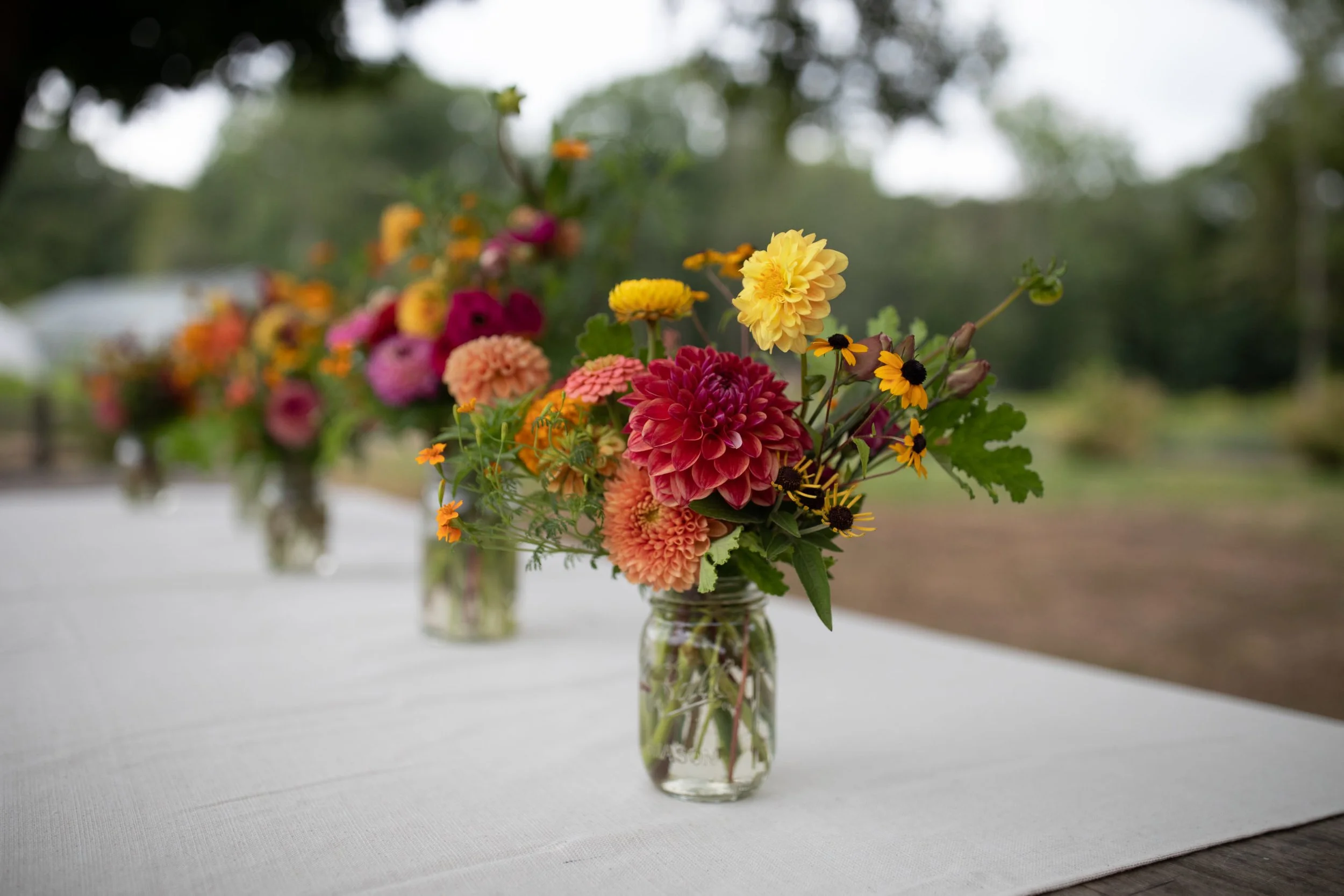 beautiful flowers on in vases on a table