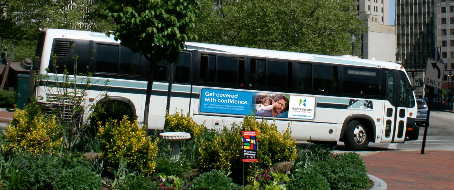 Bus with ad from Healthsource RI on the side of it