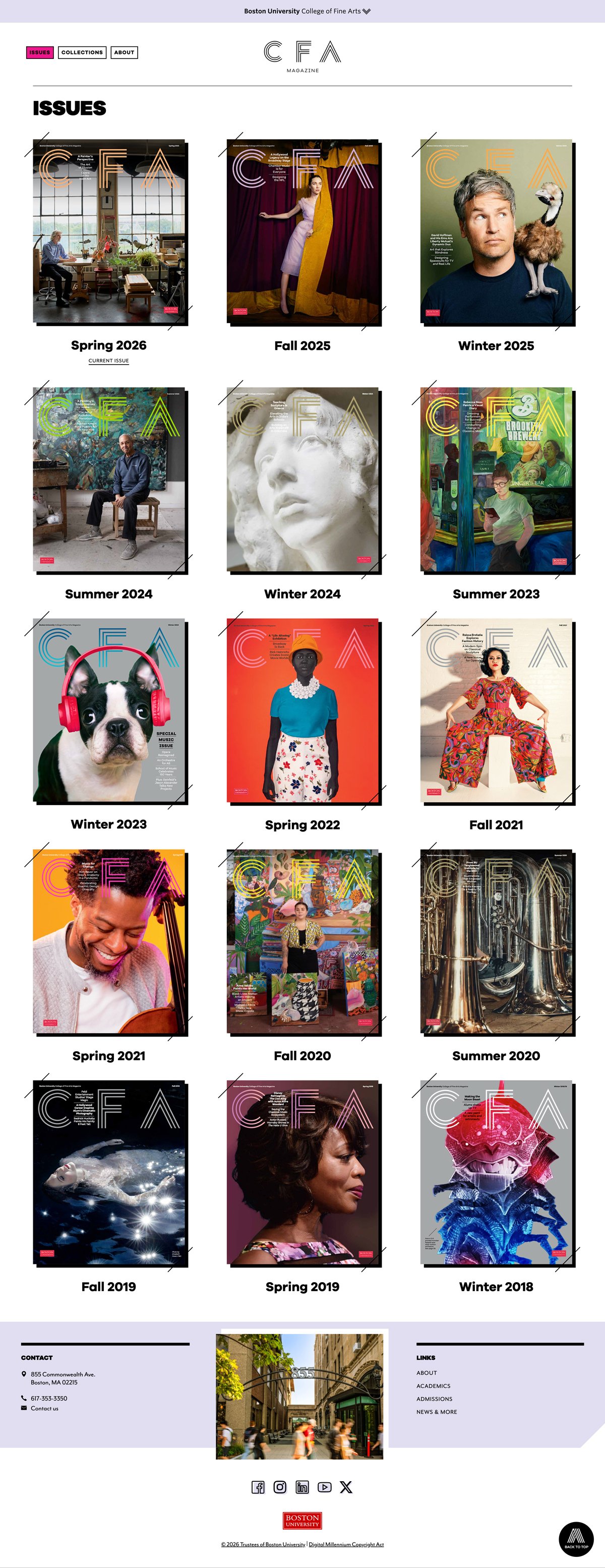 Magazine issue design of CFA website